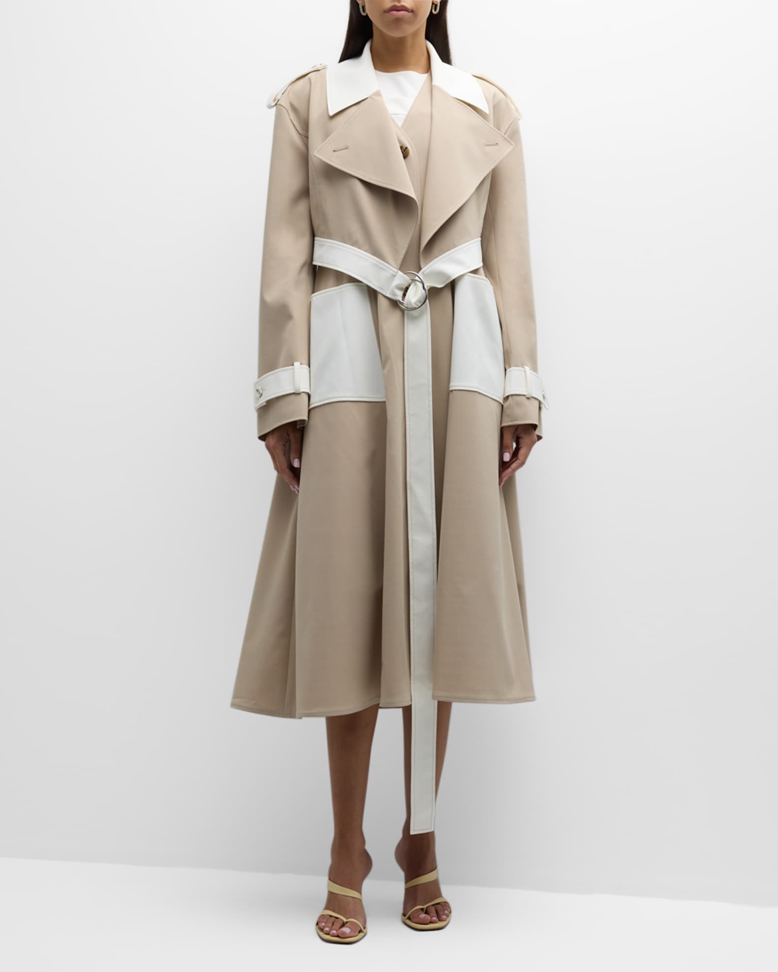 ADEAM Carolyn Bi Color Belted A Line Trench Coat Neiman Marcus