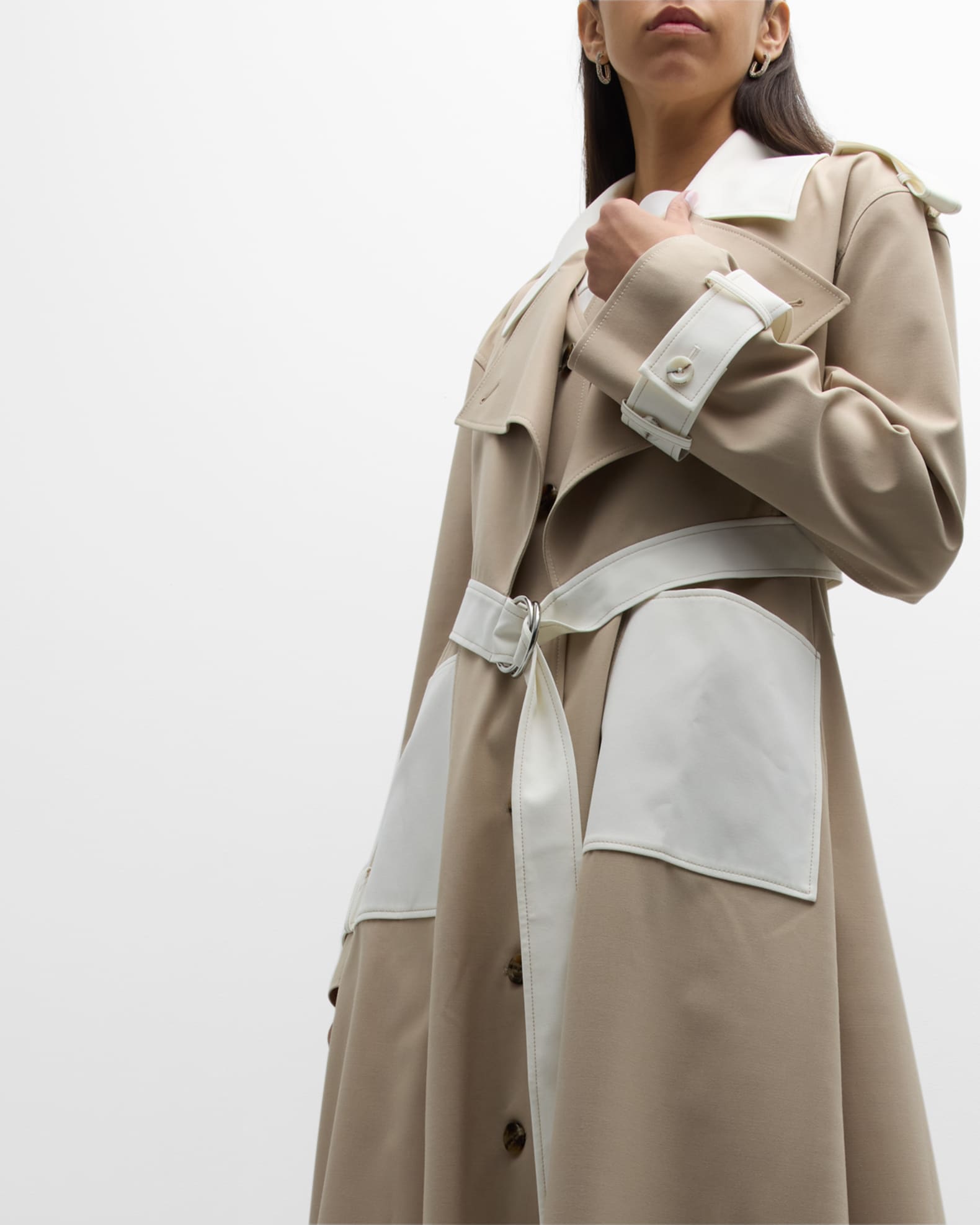 ADEAM Carolyn Bi Color Belted A Line Trench Coat Neiman Marcus