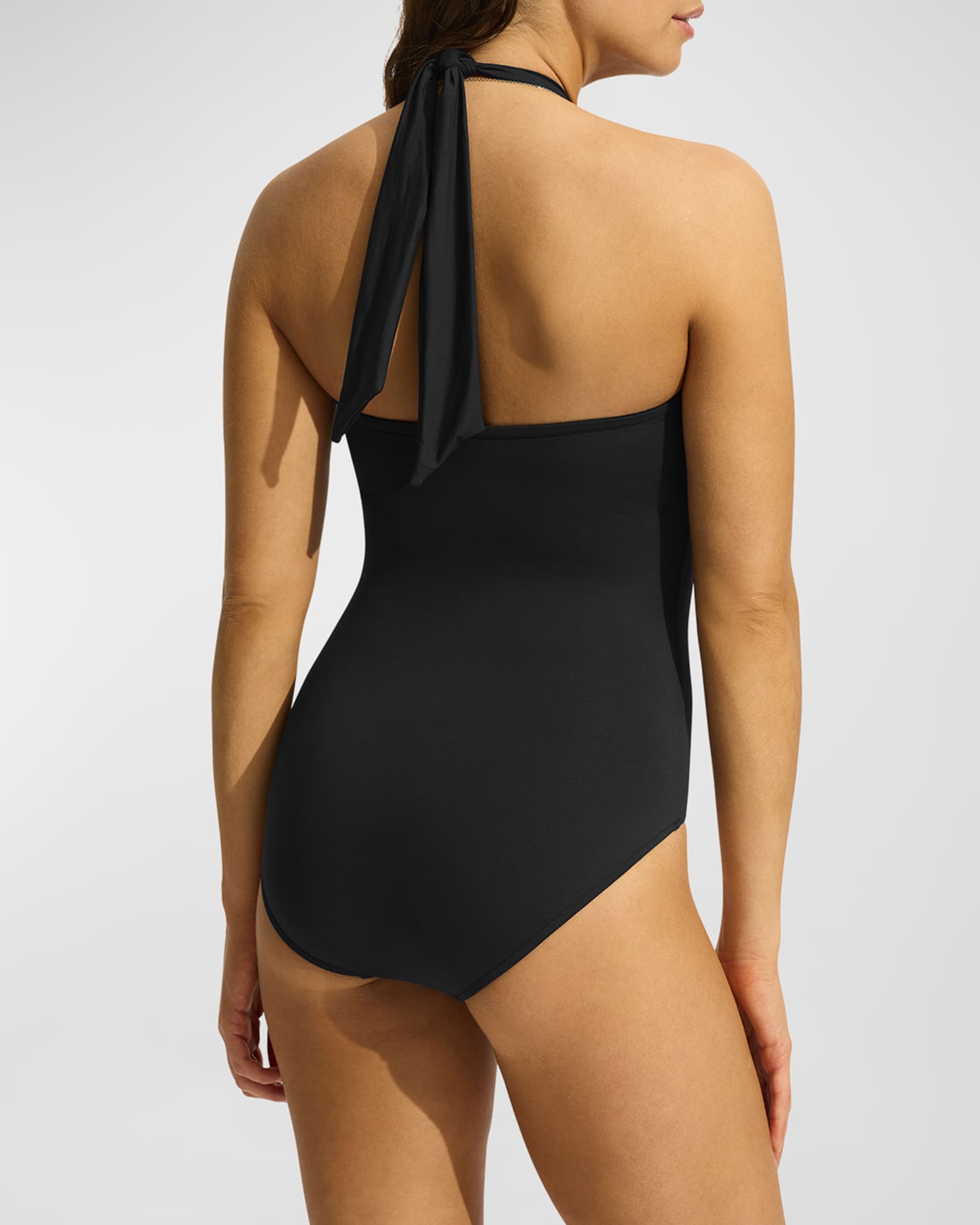 Seafolly Halter Bandeau One Piece Swimsuit Black