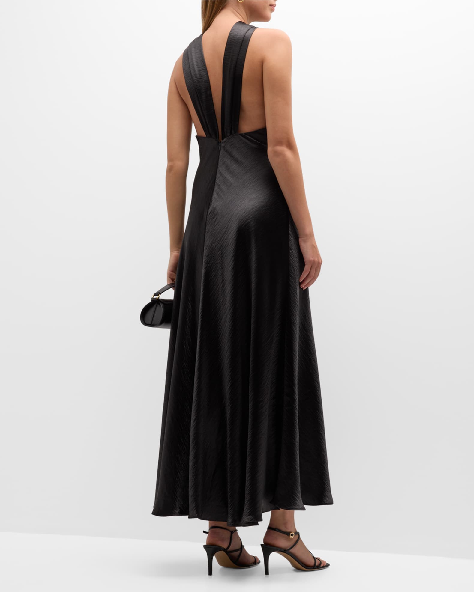 Tanya Taylor Mayanna Satin Halter Maxi Dress | Neiman Marcus