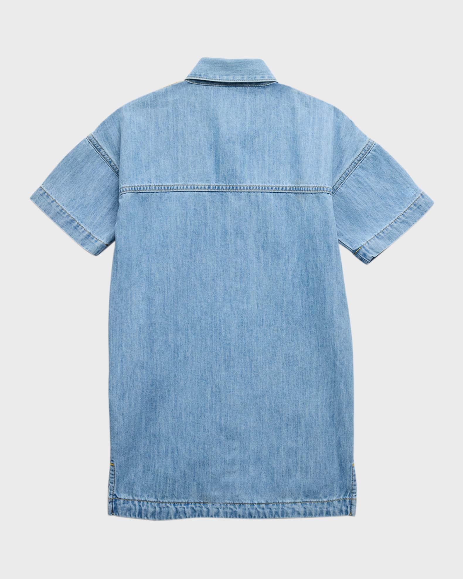 Girl's Cotton Chambray Short-Sleeve Track Dress, Size 4-12 1