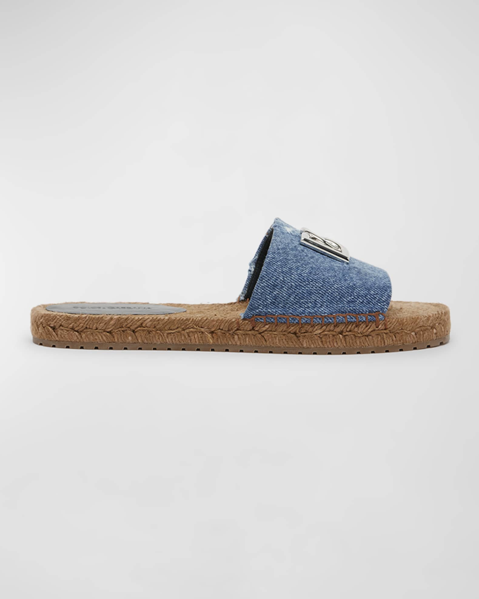 DG Medallion Denim Flat Espadrille Sandals 0