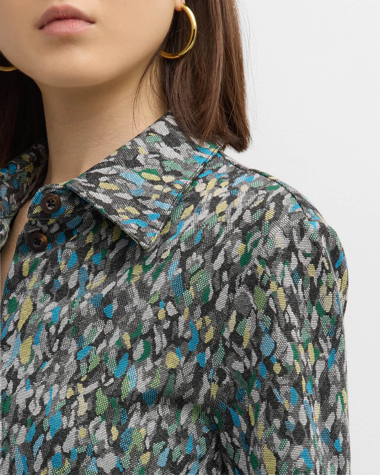 Rosetta Getty Foam Interlock Collared Shirt Neiman Marcus