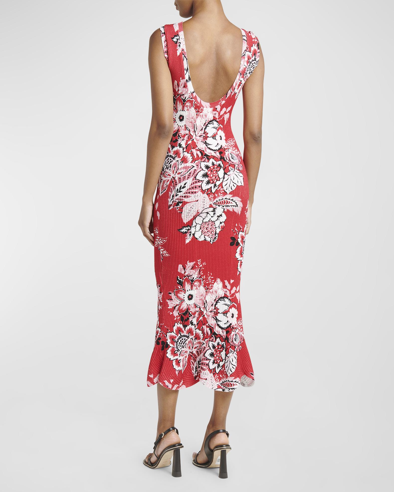 Etro Bandana Print Ribbed Knit Midi Dress | Neiman Marcus