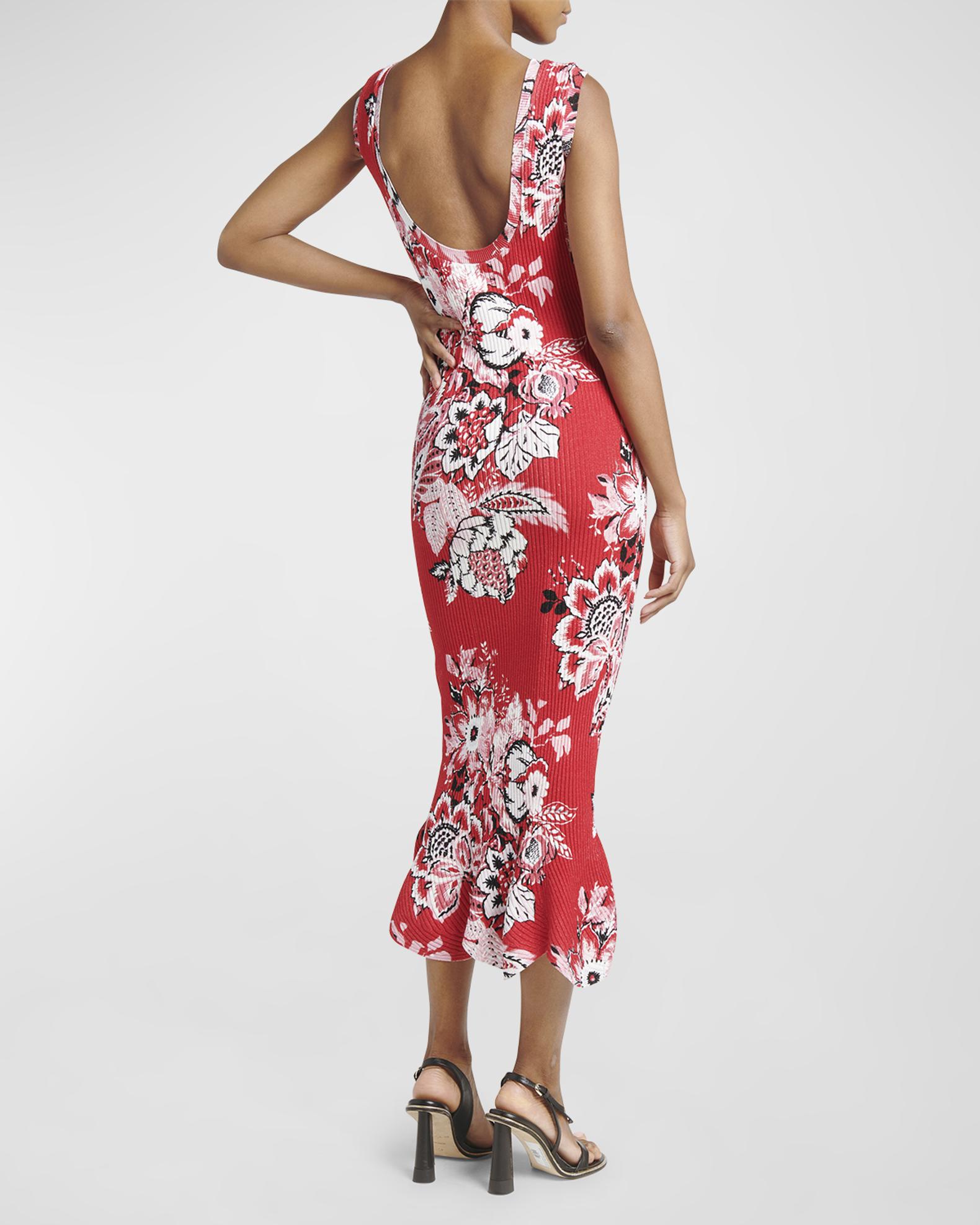 Etro Bandana Print Ribbed Knit Midi Dress | Neiman Marcus