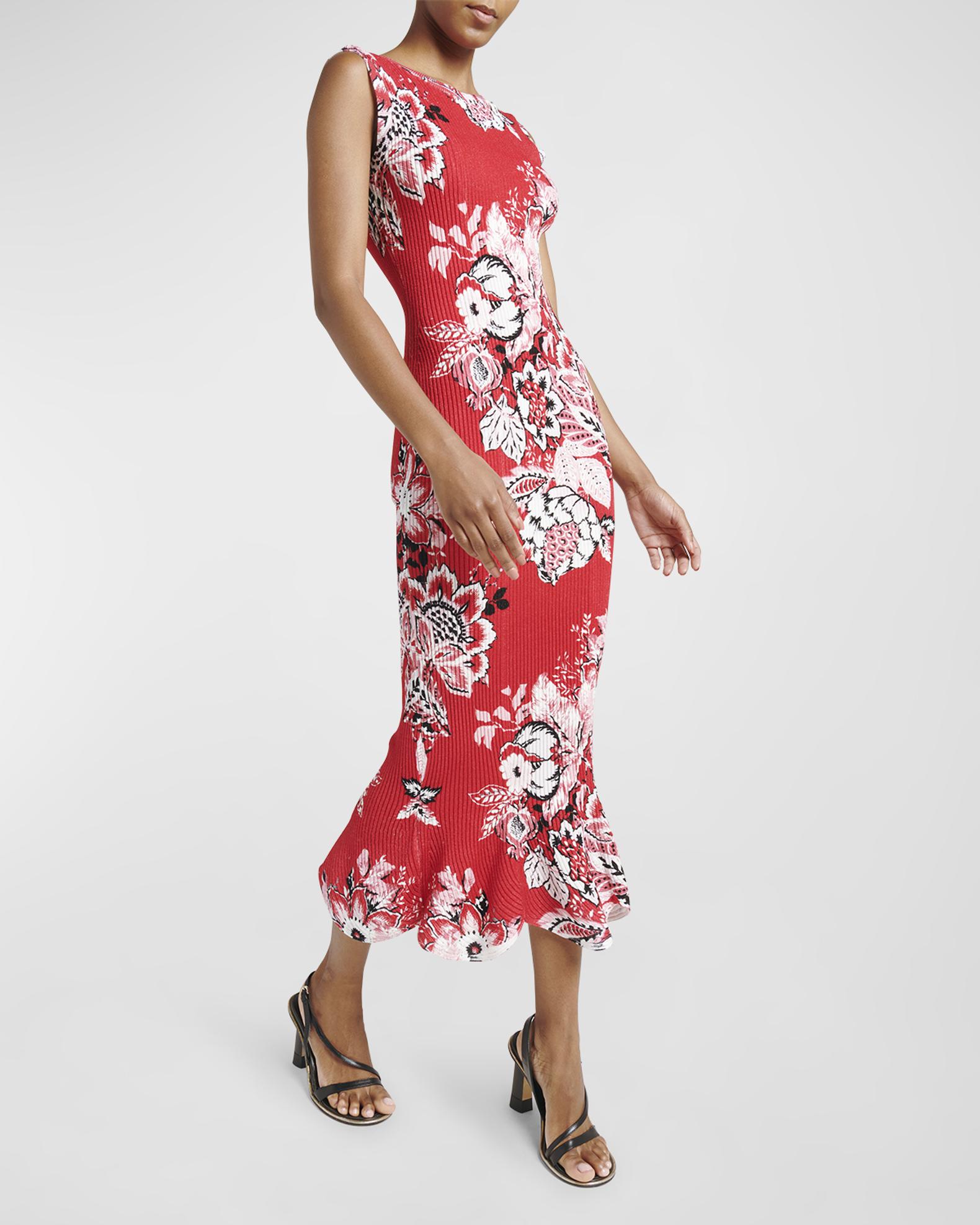 Etro Bandana Print Ribbed Knit Midi Dress | Neiman Marcus