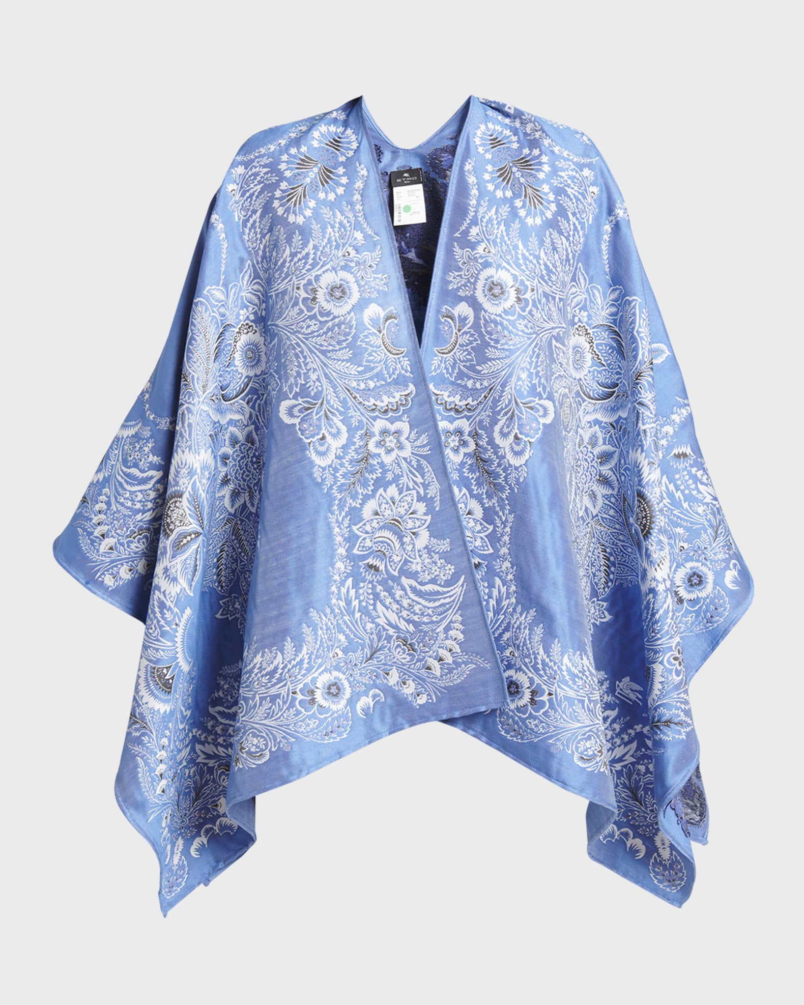 ETRO floral-jacquard draped cape - Blue