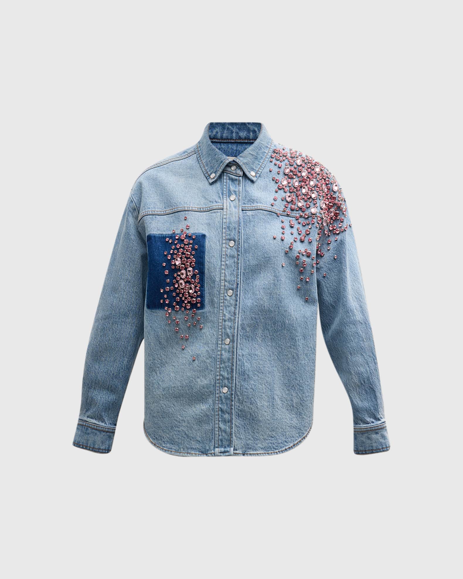 Bally crystal-embellished denim shirt - Blue