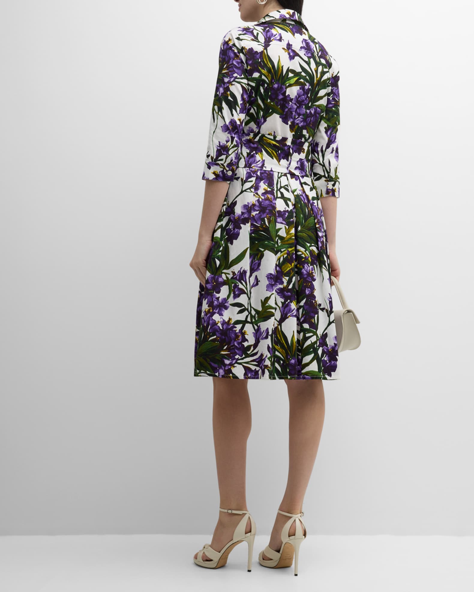 Samantha Sung Audrey 1 Belted Floral-Print Cotton Midi Dress