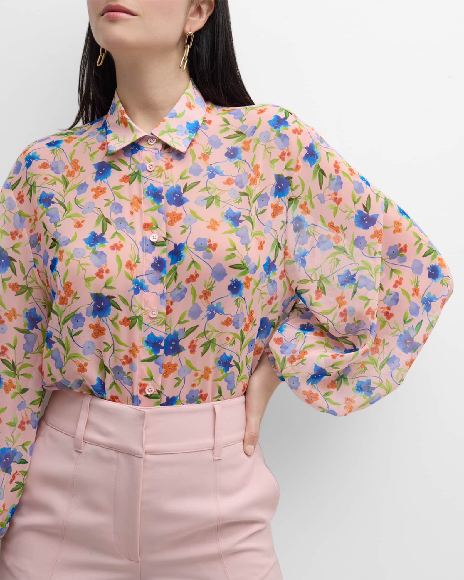 Cherishh Floral Print Button Front Top C6469