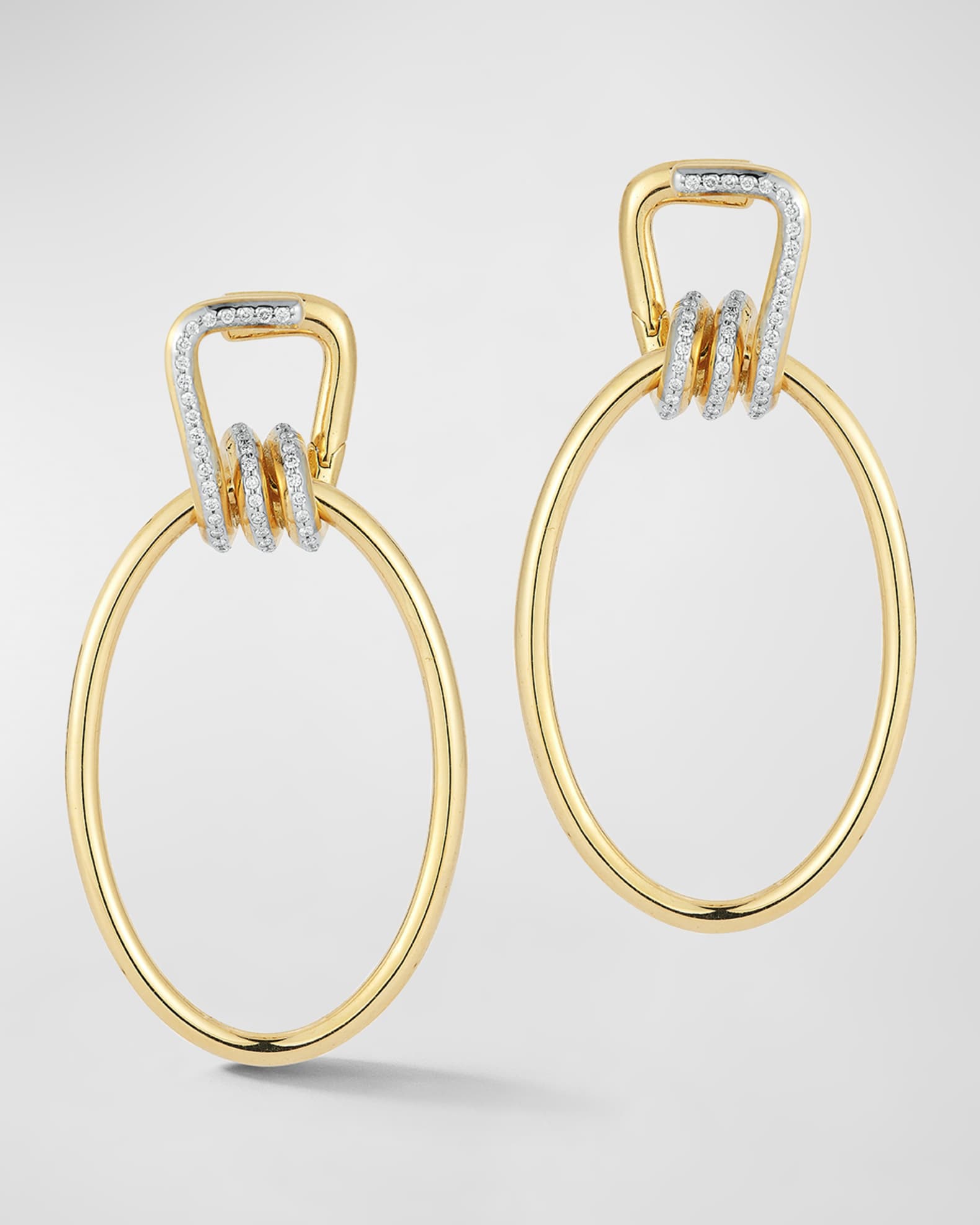 Huxley 18K Gold and Diamond Elongated Coil Link Earrings 0