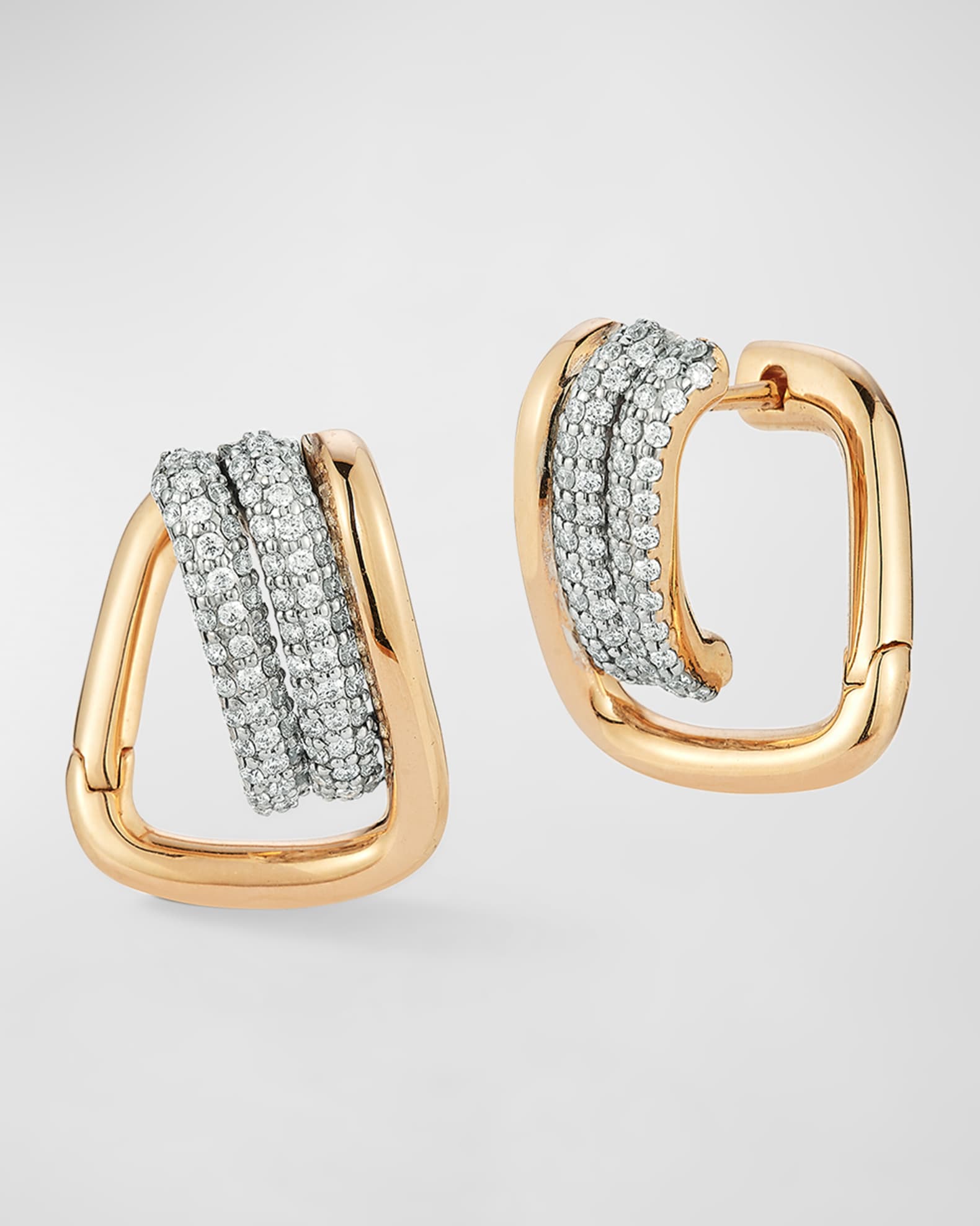 Huxley 18k Rose Gold Diamond Coil Link Huggie Earrings 0
