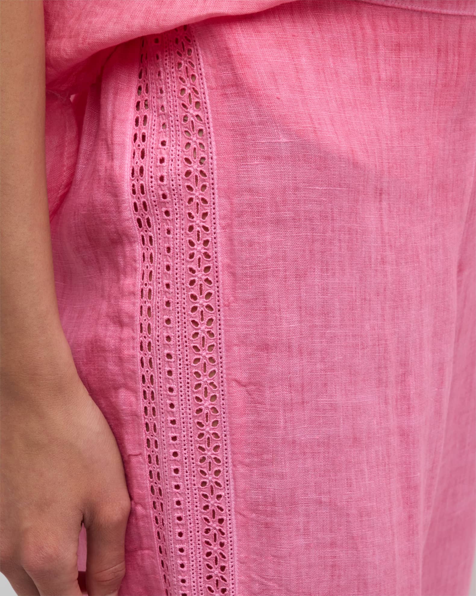 120 Lino Embroidered WideLeg Linen Pants Neiman Marcus