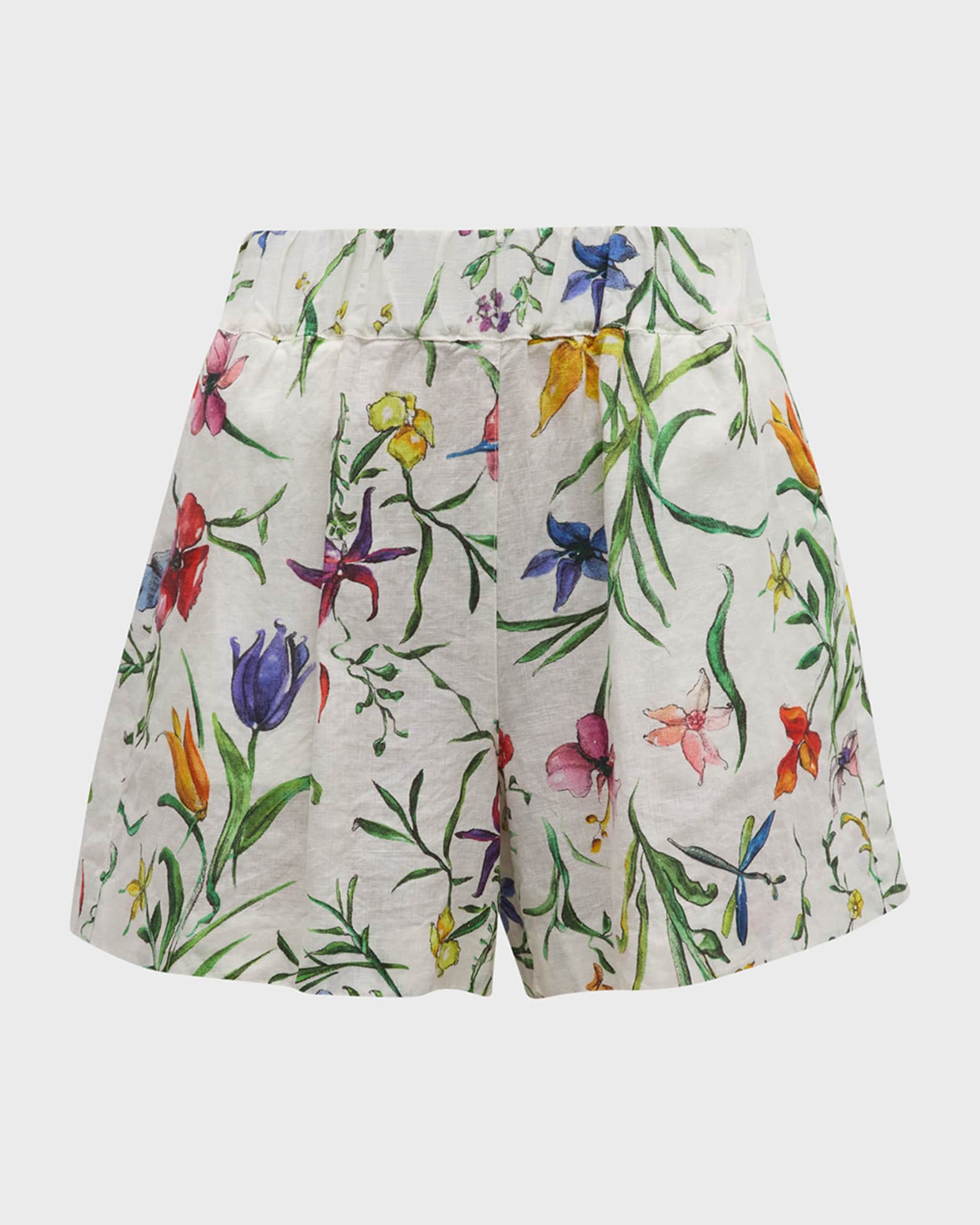 120% Lino Floral-Print Linen Bermuda Shorts | Neiman Marcus