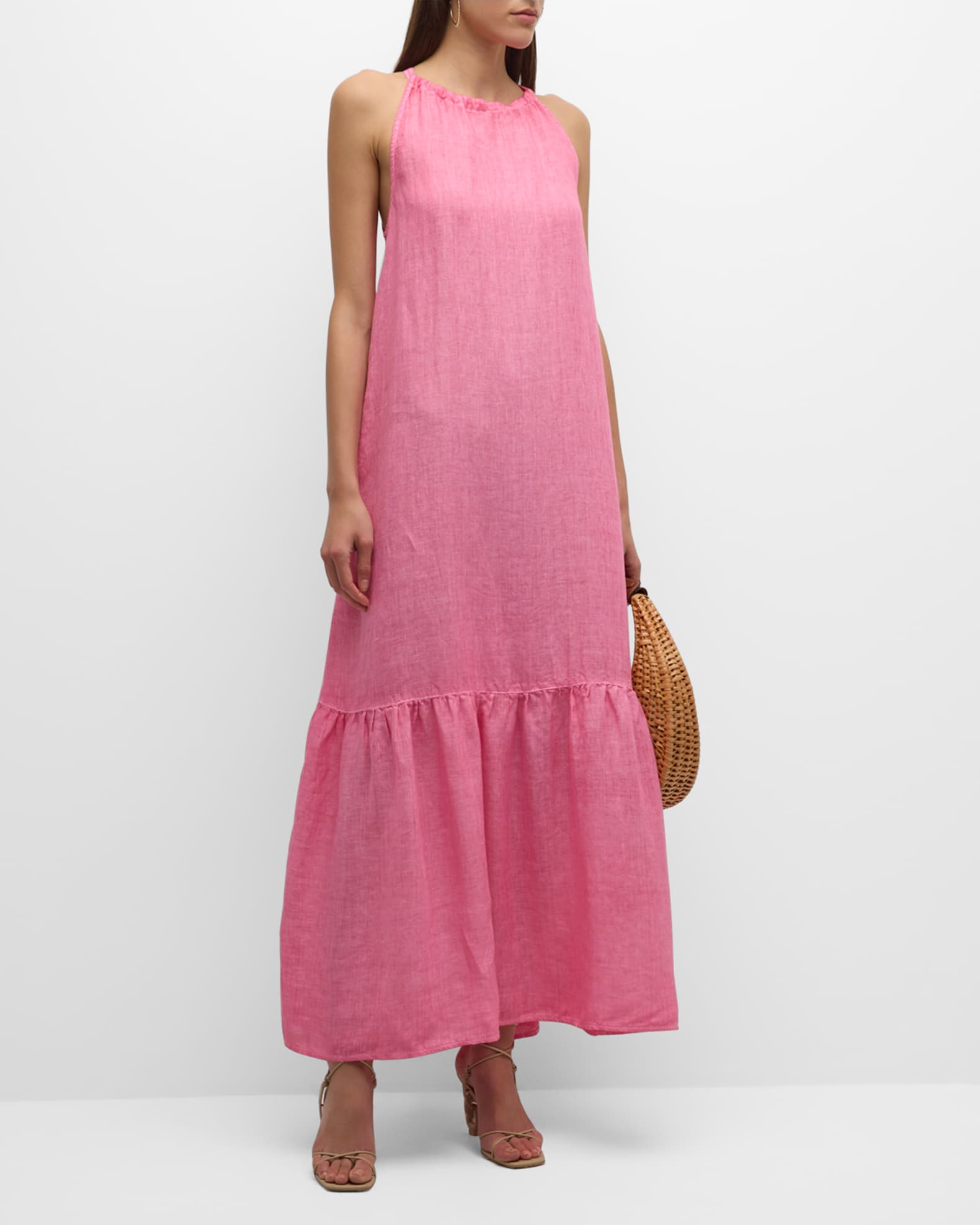 120% Lino Sleeveless Linen Halter Maxi Dress | Neiman Marcus