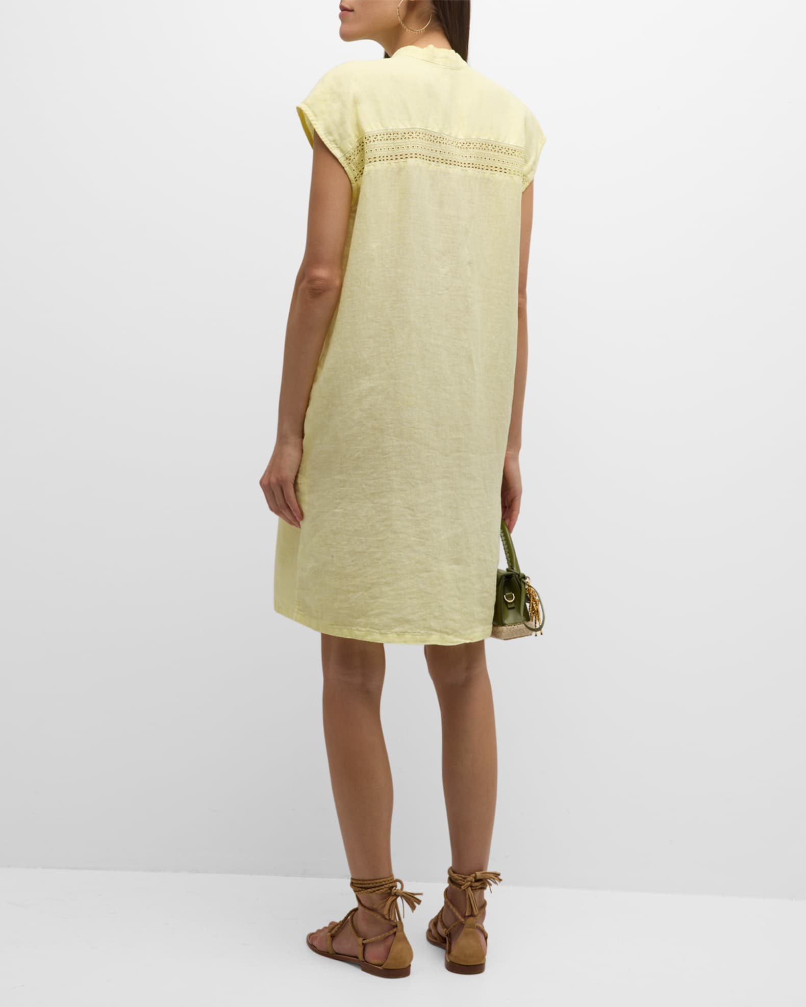 120 Lino CapSleeve ButtonDown Linen Mini Dress Neiman Marcus