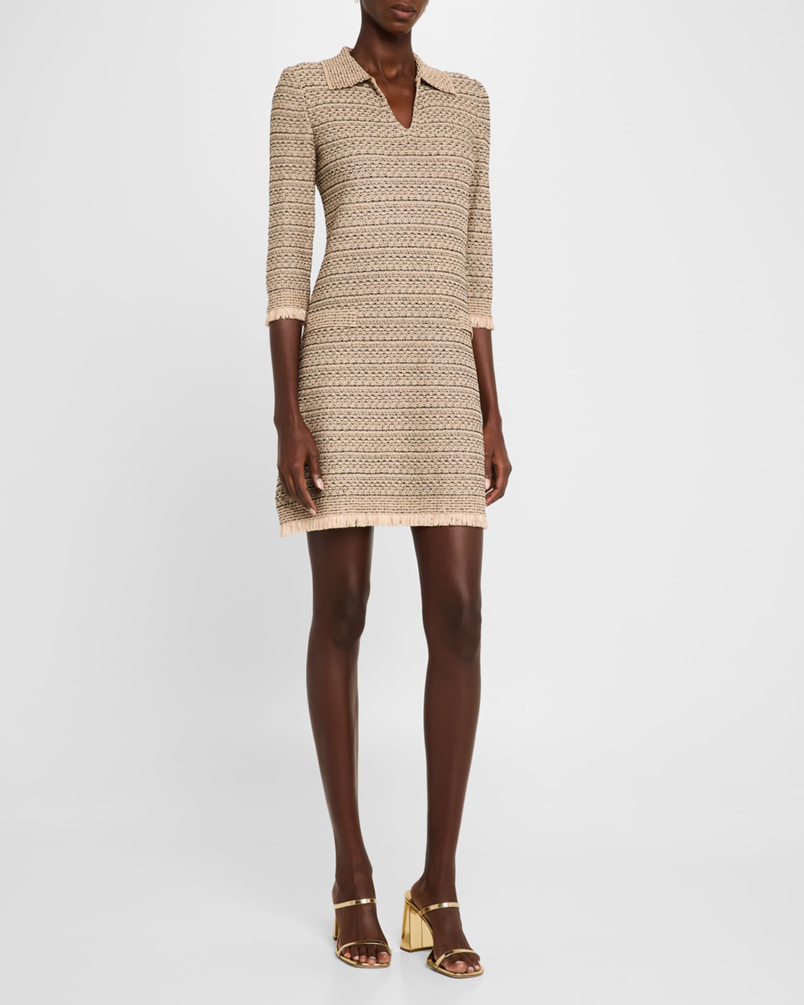 Fringe-Trim Intarsia Knit Shift Dress - Heritage Fit 1