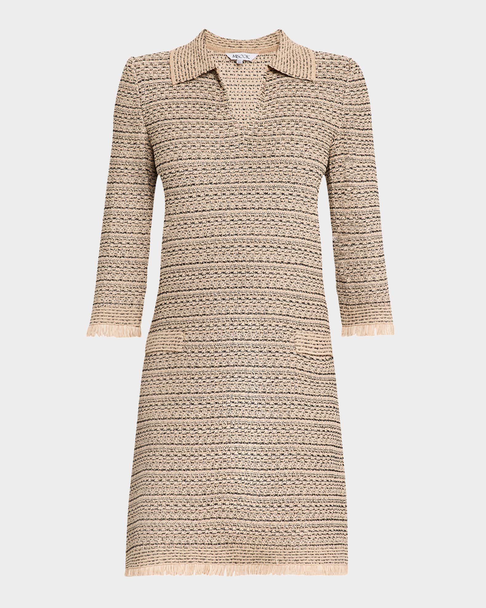 Fringe-Trim Intarsia Knit Shift Dress - Heritage Fit 0