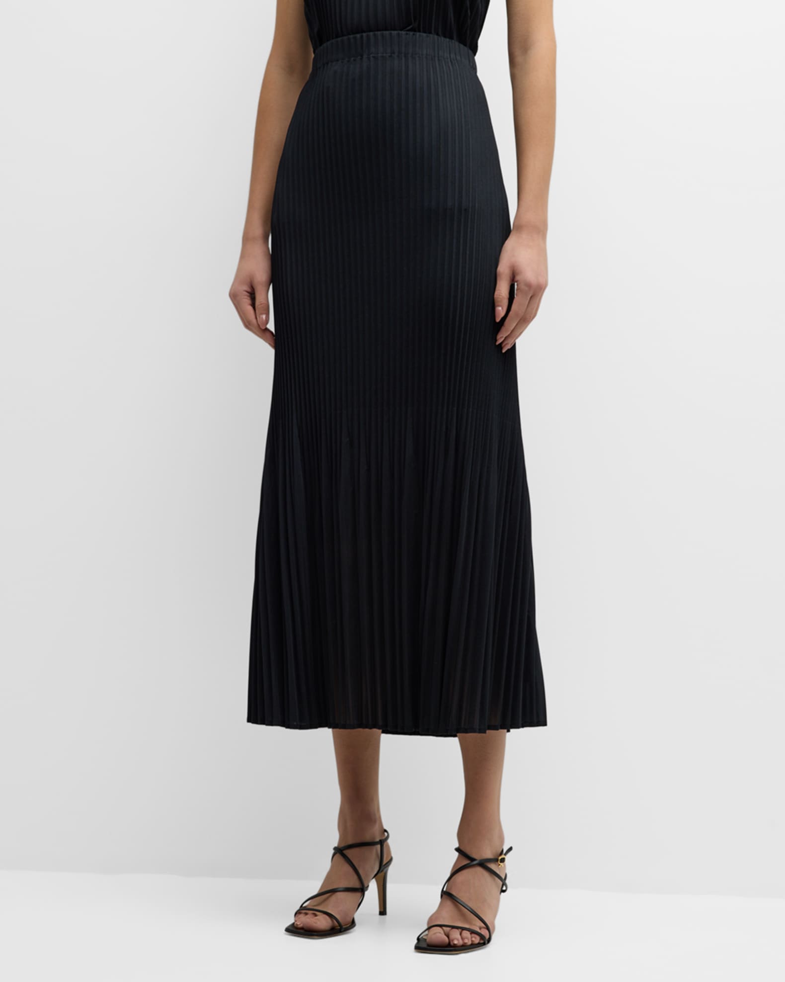 Misook Pleated A-line Crepe De Chine Midi Skirt | Neiman Marcus