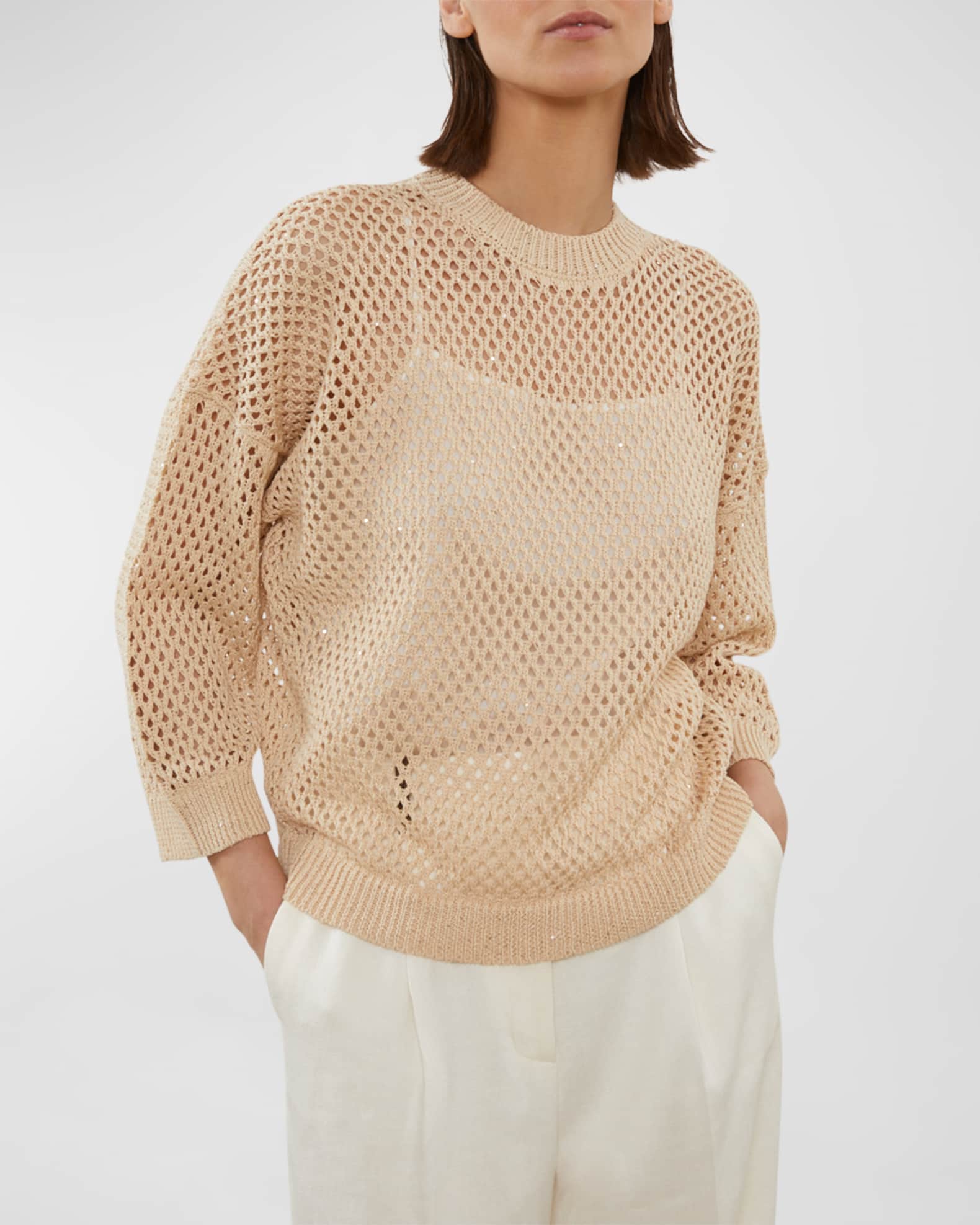 Peserico open-knit cropped cardigan - Neutrals