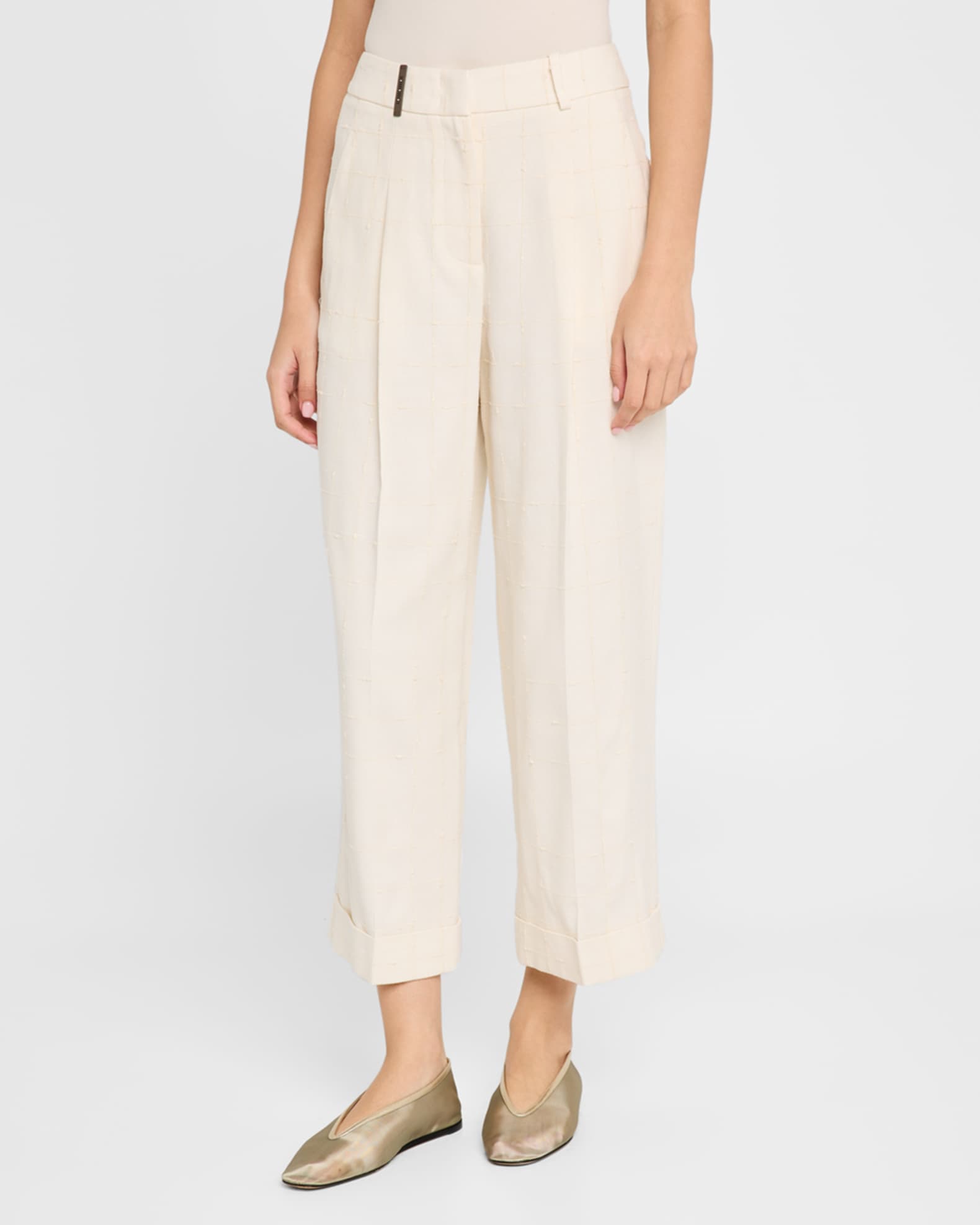 ショートパンツ Peserico Relaxed High-Waisted Pants With Pleated Front Peserico Pleated High-Rise Cropped Pants | Neiman Marcus