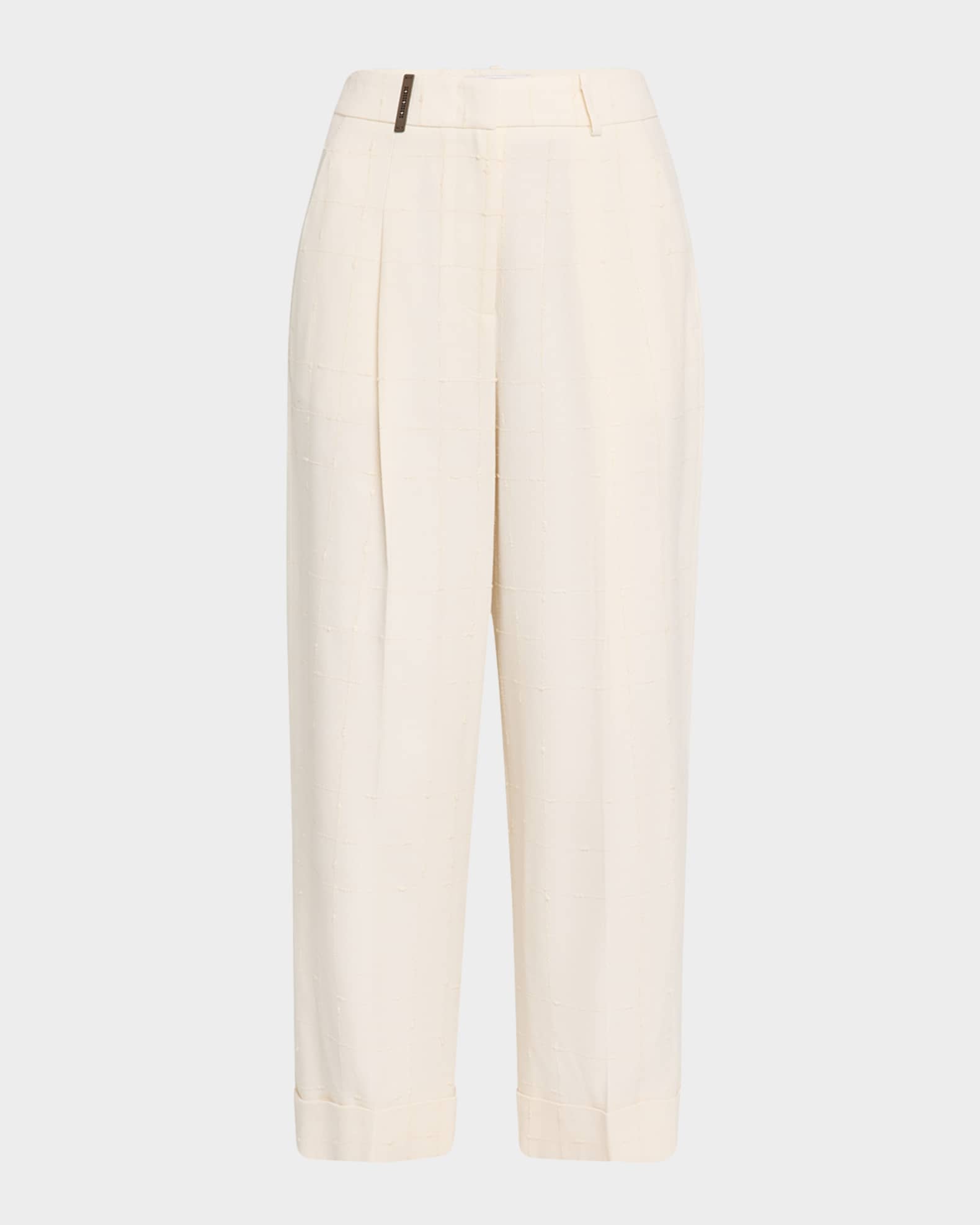 Peserico Pleated High-Rise Cropped Pants | Neiman Marcus