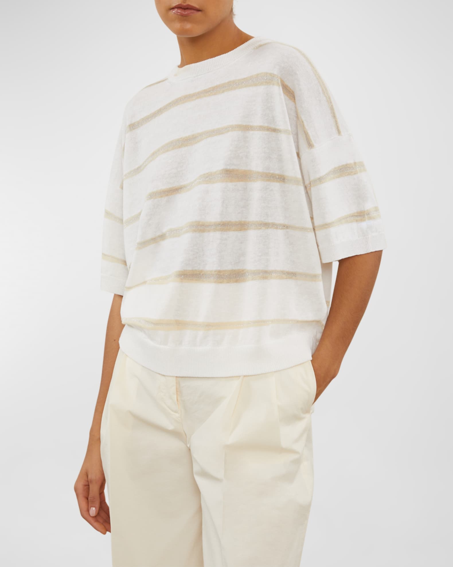 Knit sweatshirt with shimmer stripes new arrivals