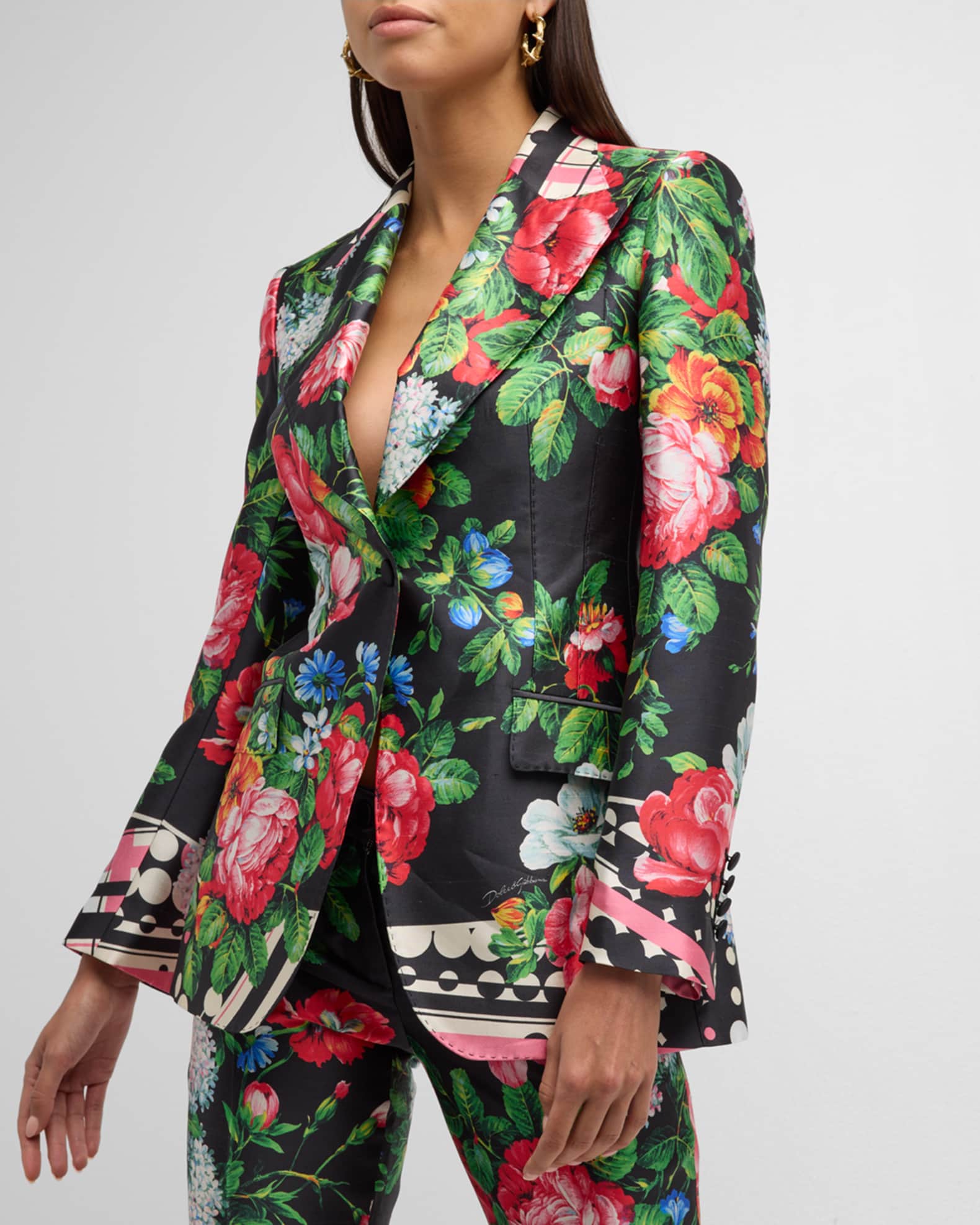 Floral Print Single Button Jacket Style 268163