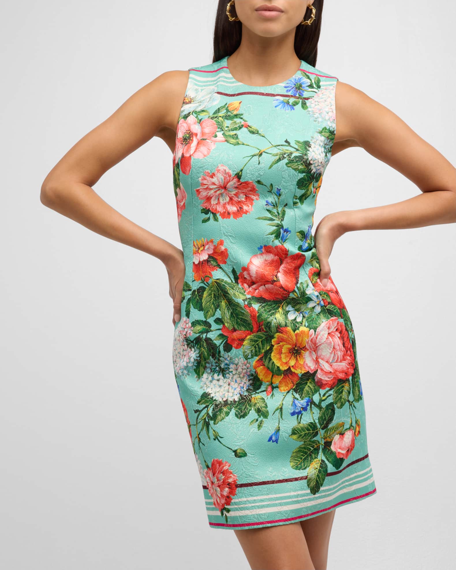 Dolce & Gabbana Beige Checkered Sleeveless Mini Shift Dress