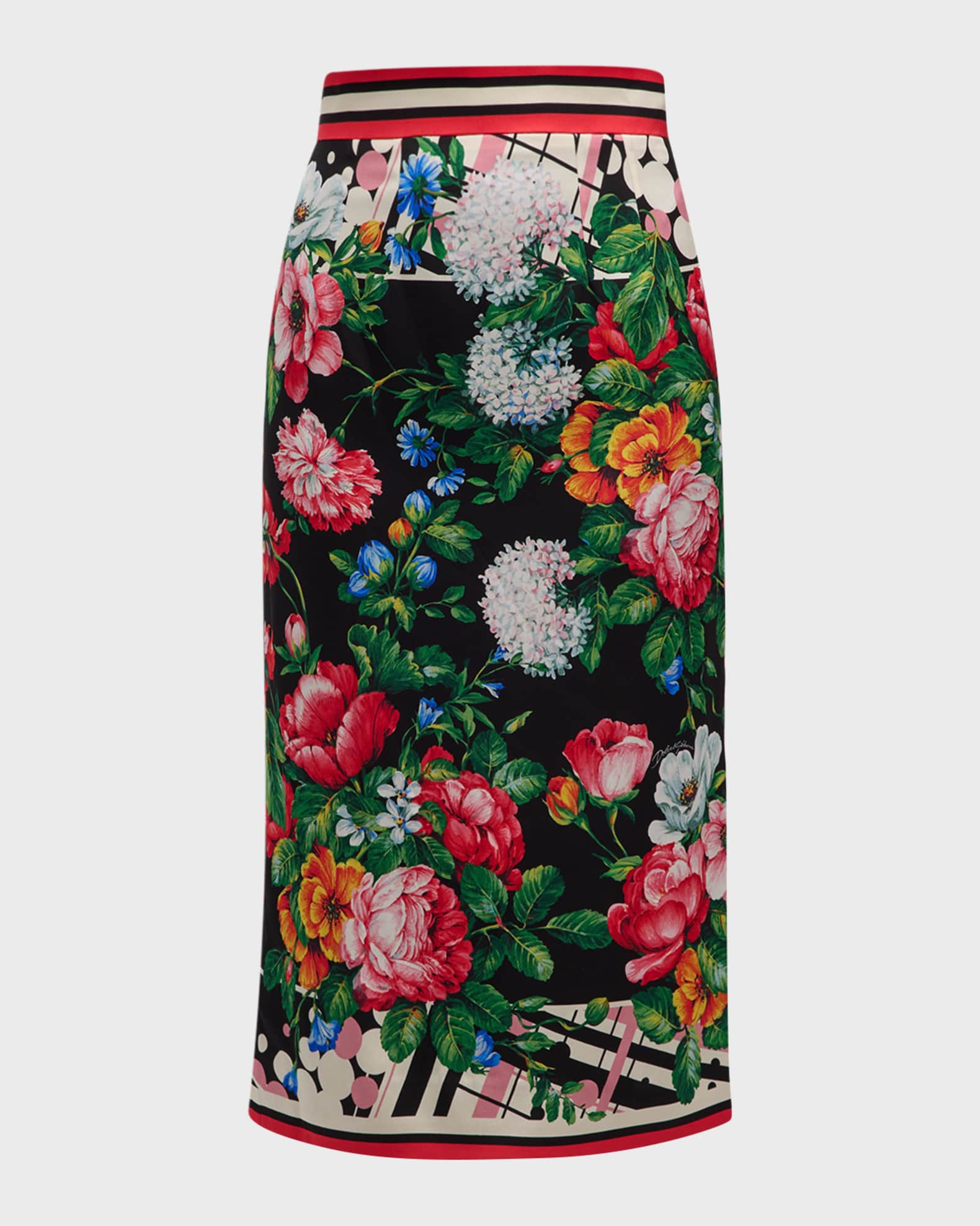 Floral striped sales pencil skirt