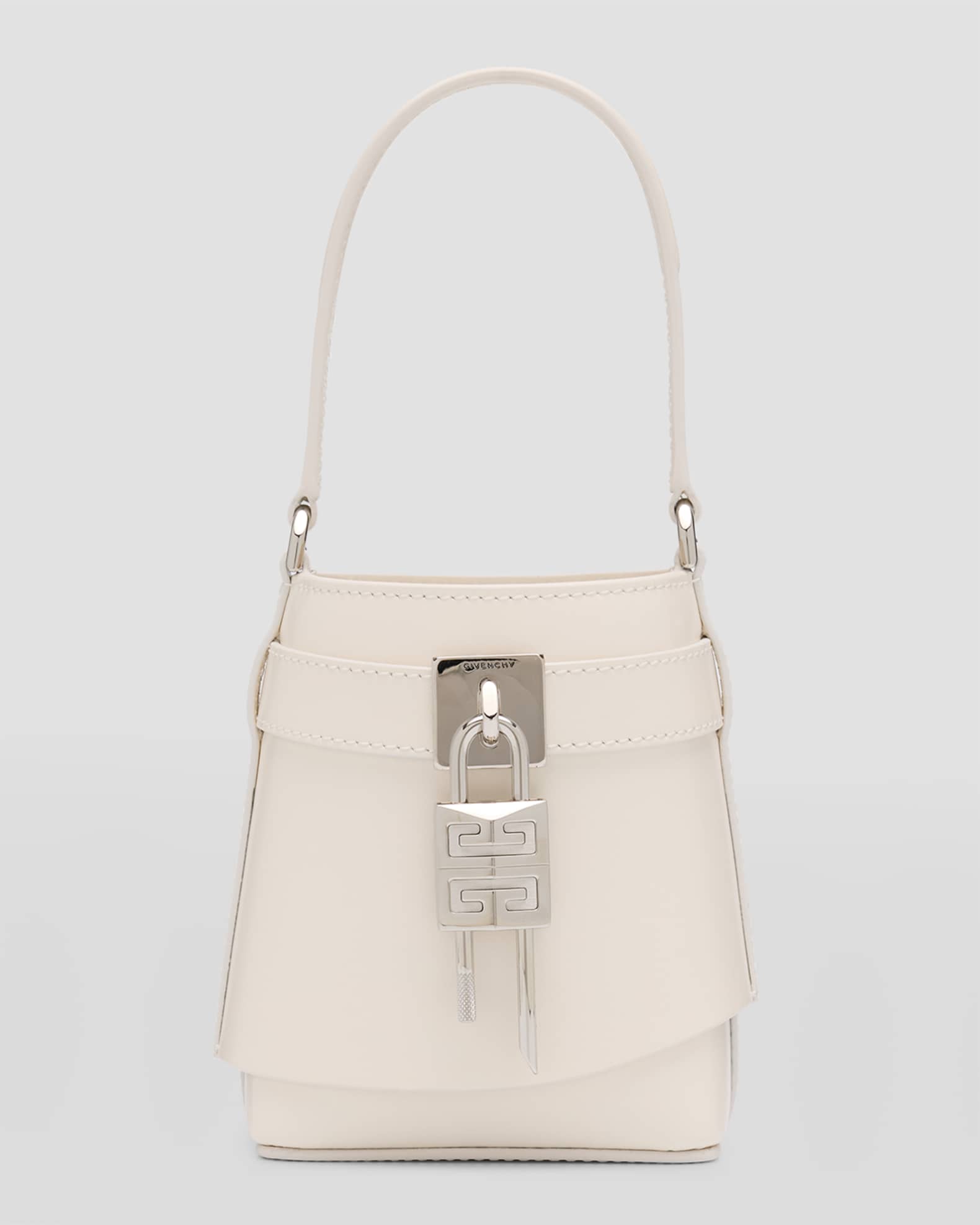 Givenchy Shark Lock Micro Bucket Bag in Box Leather | Neiman Marcus