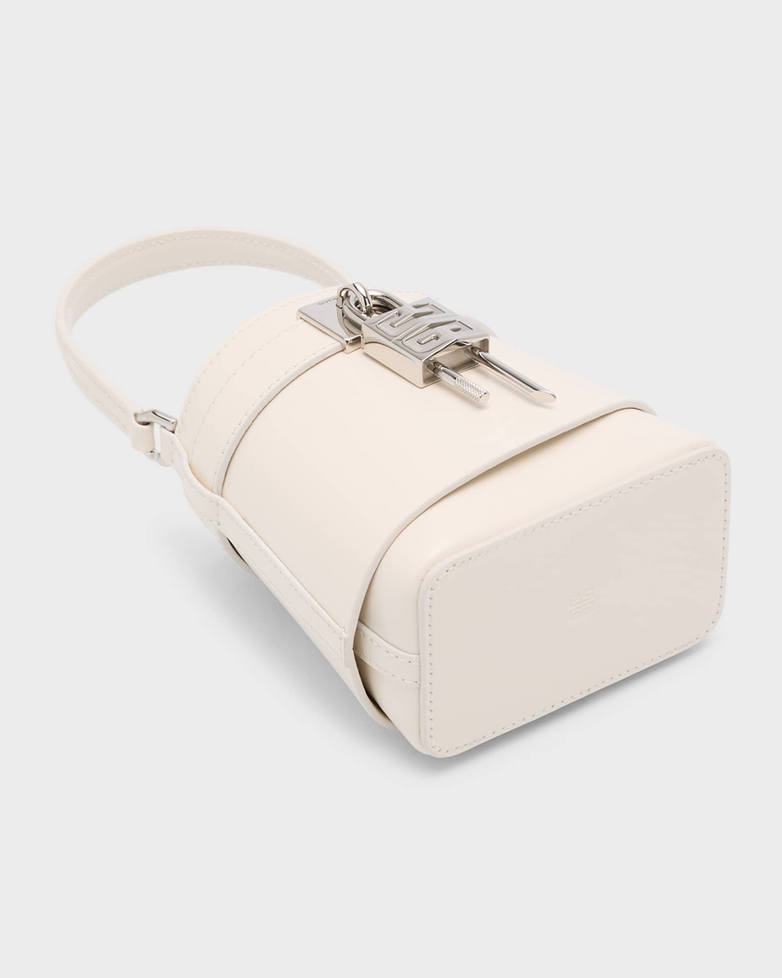 Shark Lock Micro Bucket Bag in Box Leather 1