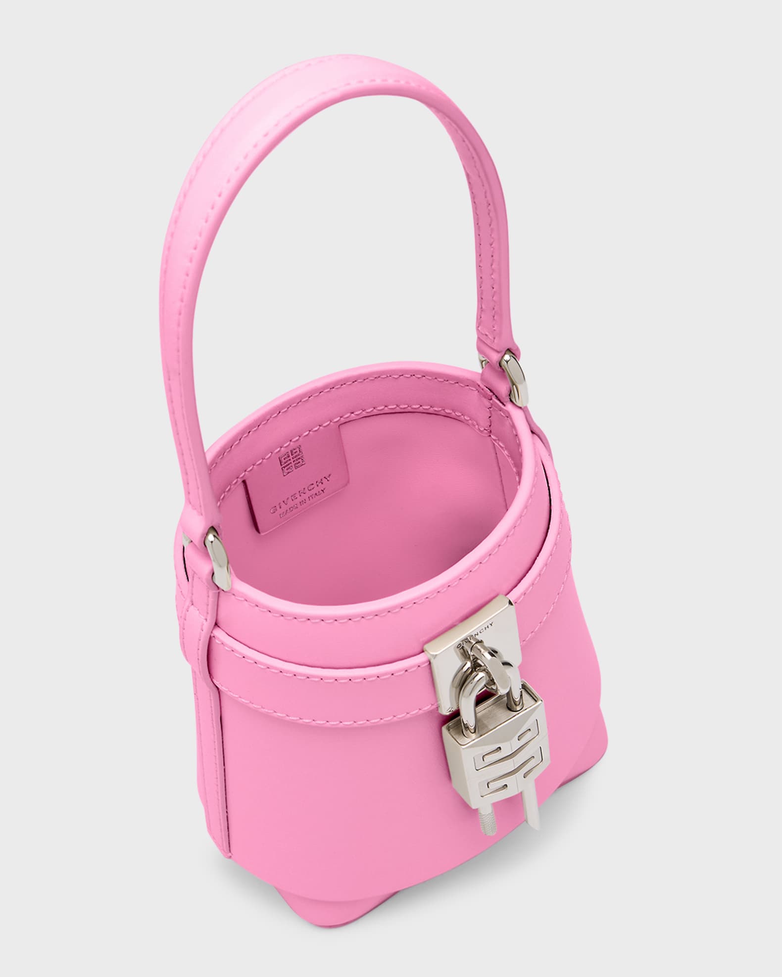 Givenchy Shark Lock Micro Bucket Bag in Box Leather | Neiman