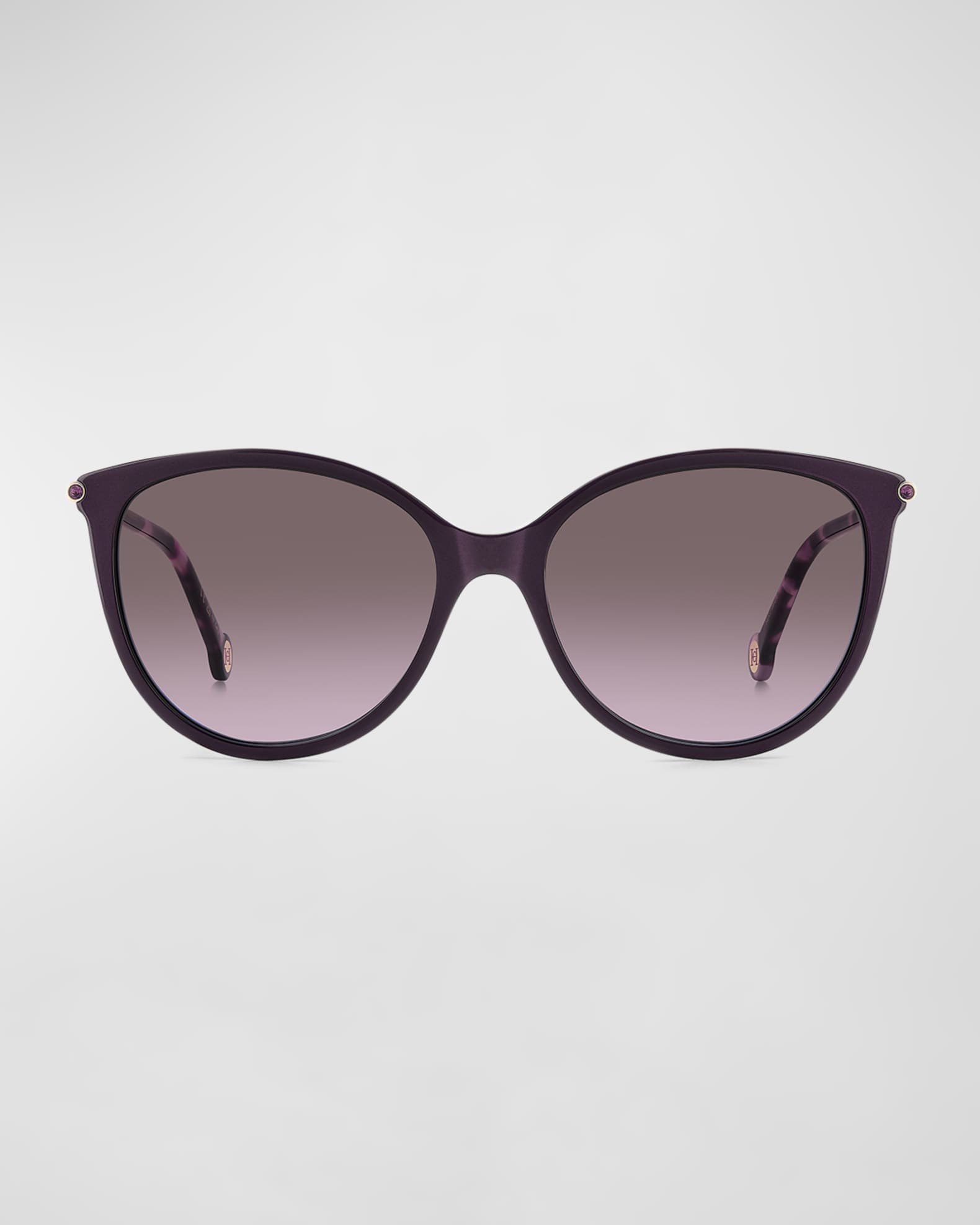 Carolina Herrera 57mm Round Sunglasses Plum Gold
