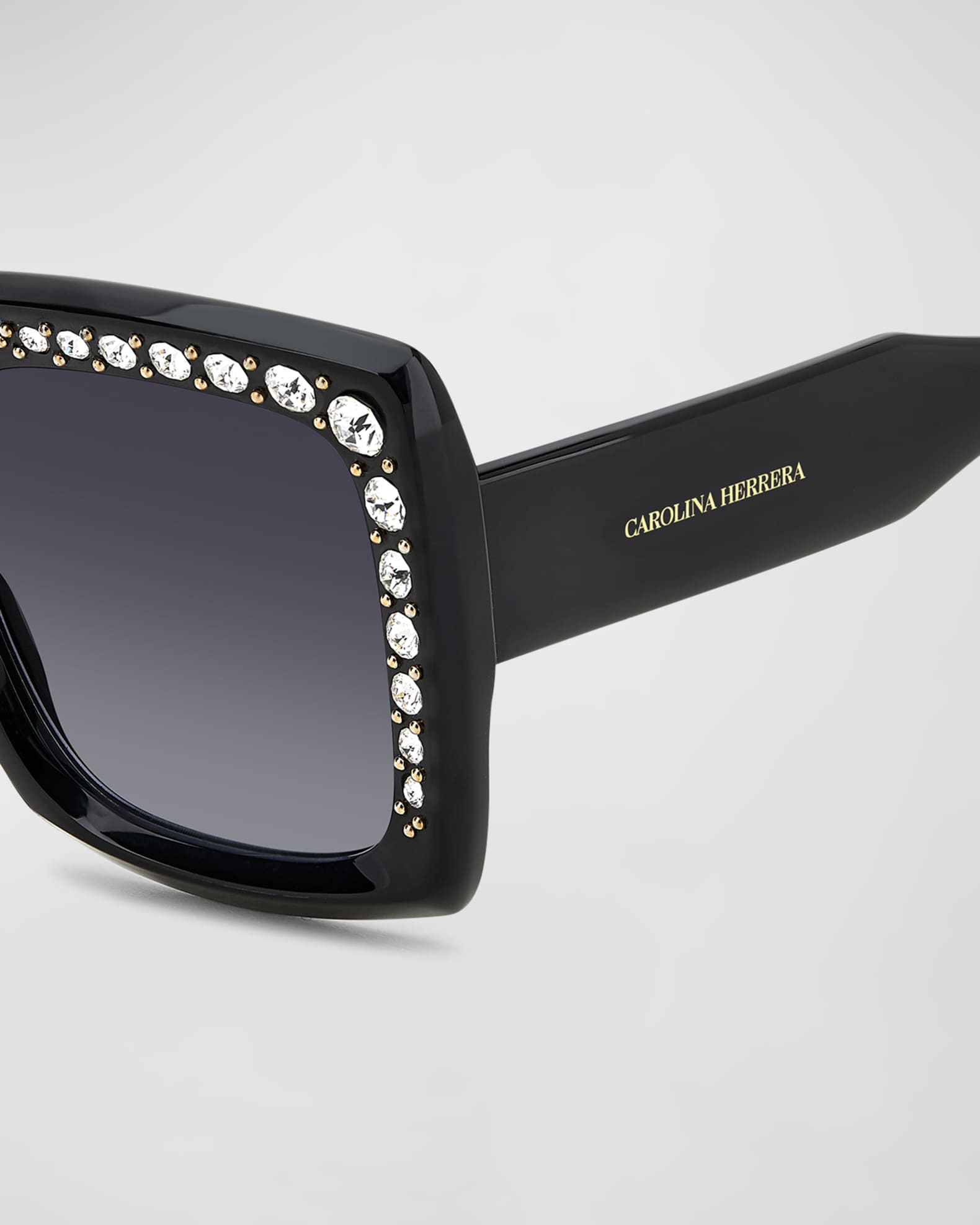 Carolina Herrera Monogram Square Acetate & Stainless Steel Sunglasses