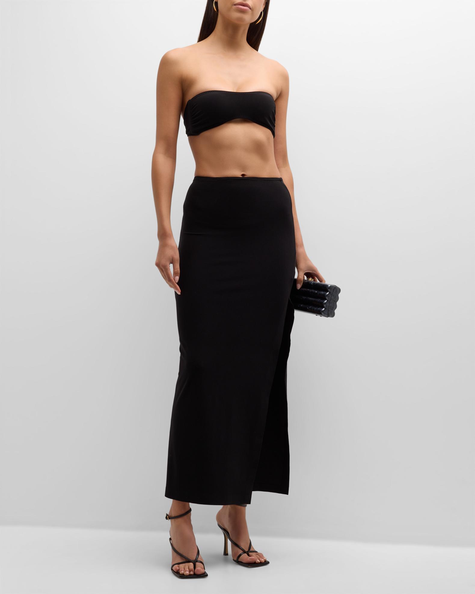 Norma Kamali Women's Side Slit Long Skirt - High Waist Ankle Length Skirt, Versatile All-Season Style