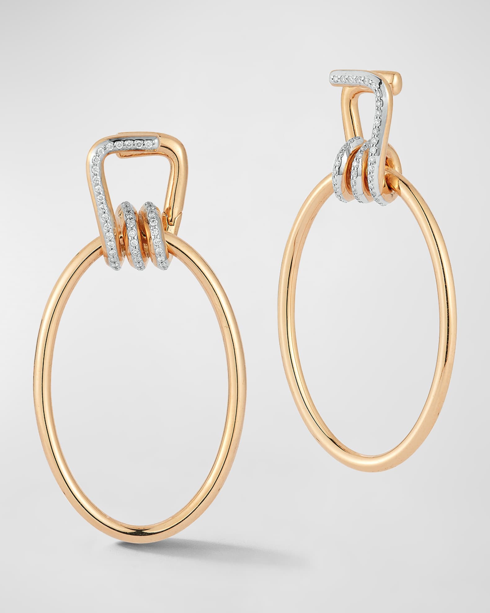 Huxley 18k Rose Gold Diamond Elongated Coil Link Earrings 1