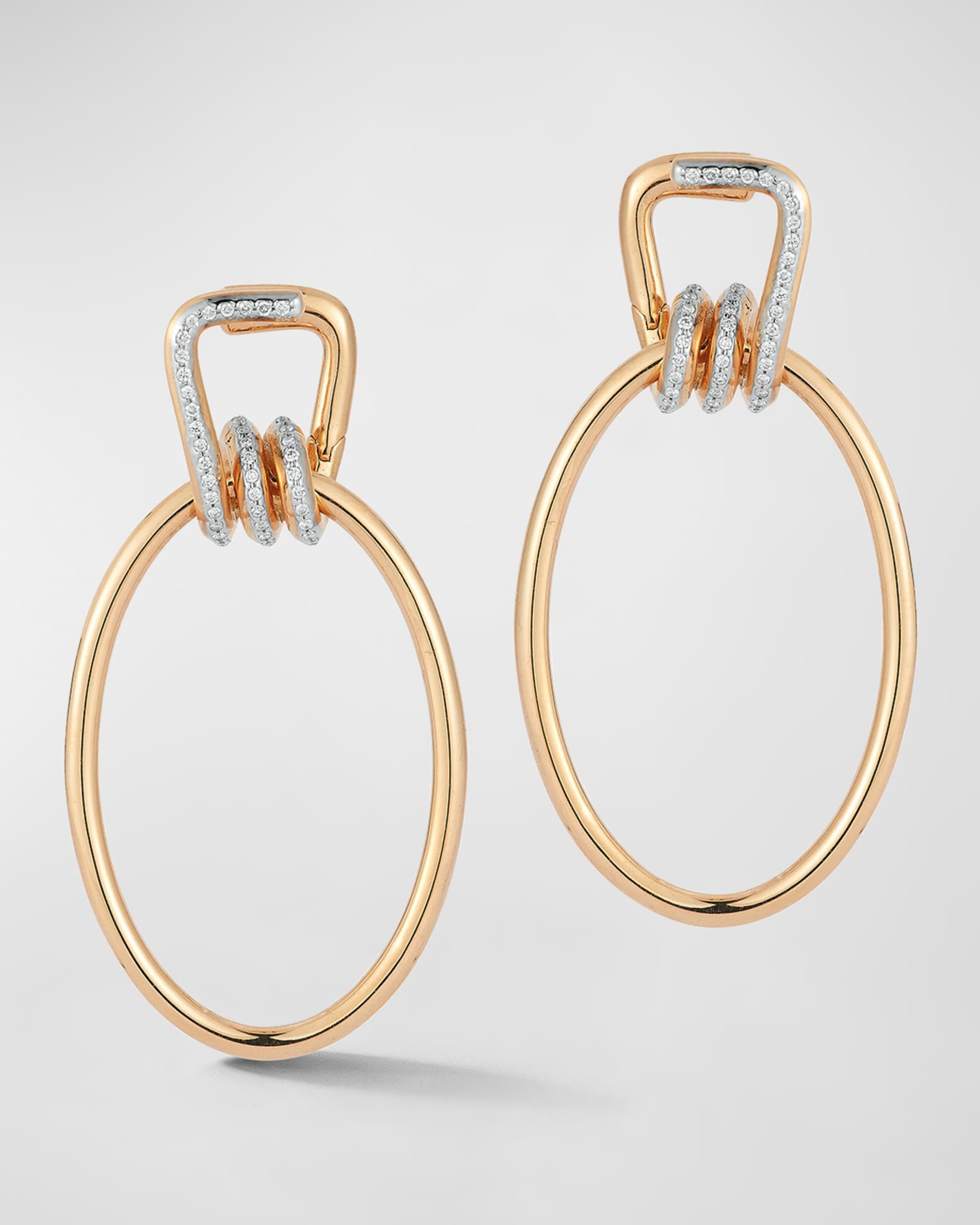 Huxley 18k Rose Gold Diamond Elongated Coil Link Earrings 0
