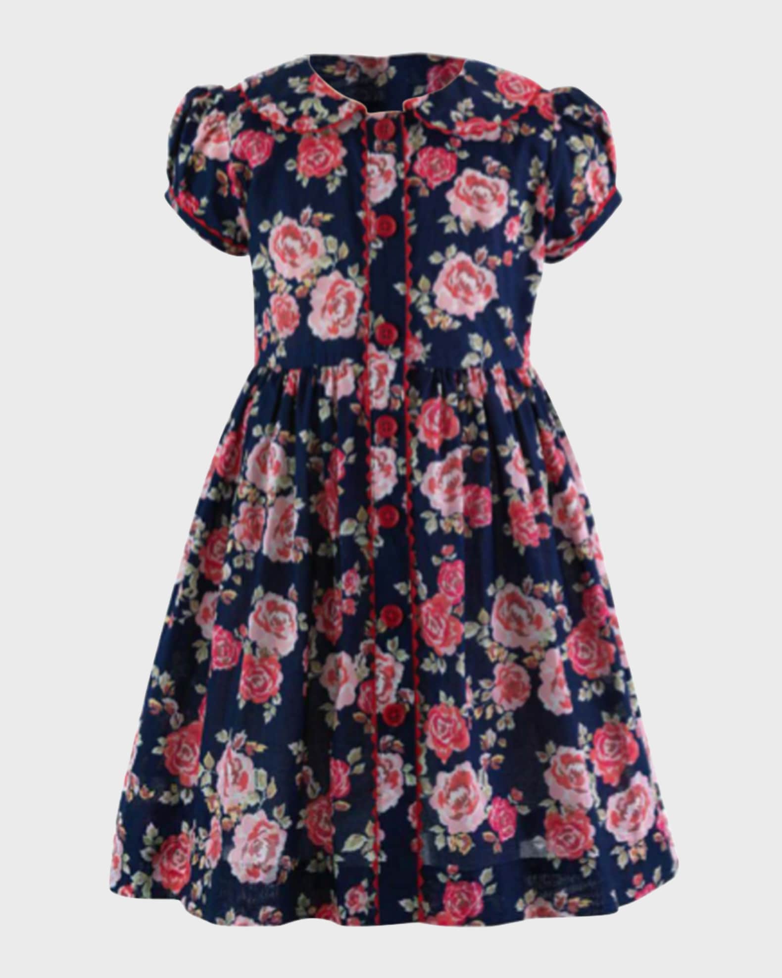 Rachel Riley Girl's Rose-Print Button-Front Dress, Size 2-10 | Neiman ...