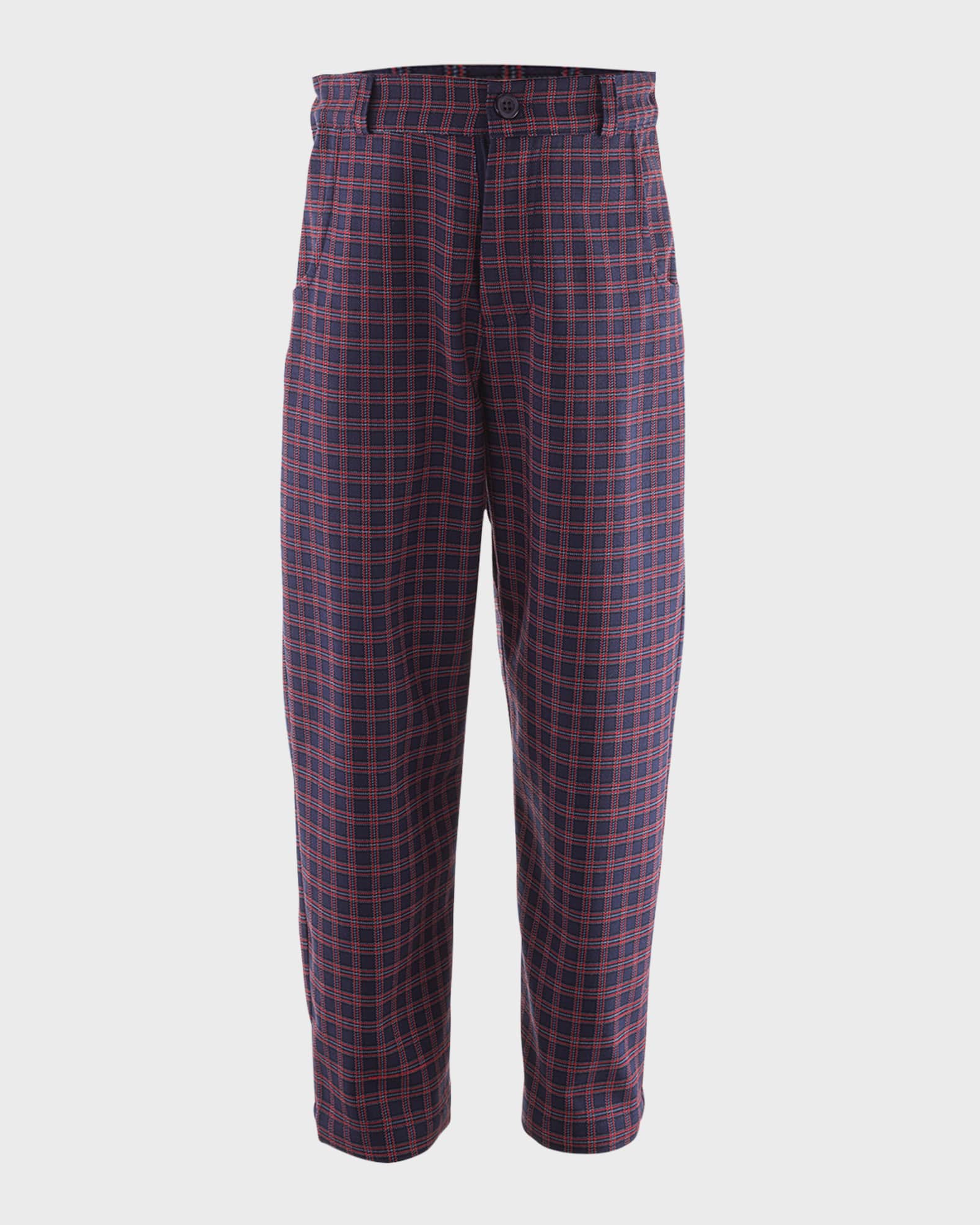 Boy's Mini Check-Print Trousers, Size 2-10 0