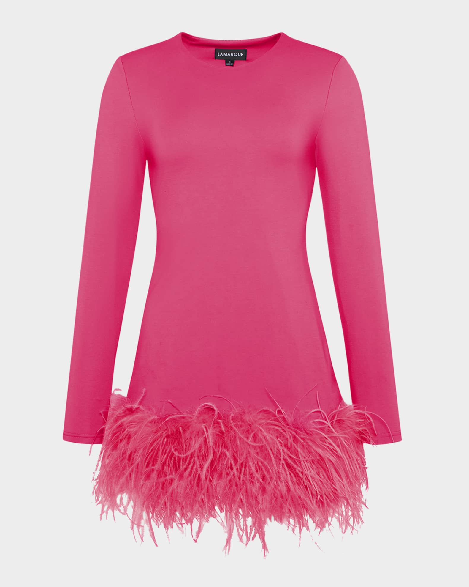 Bahira Ostrich-Feather Hem Mini Dress 0
