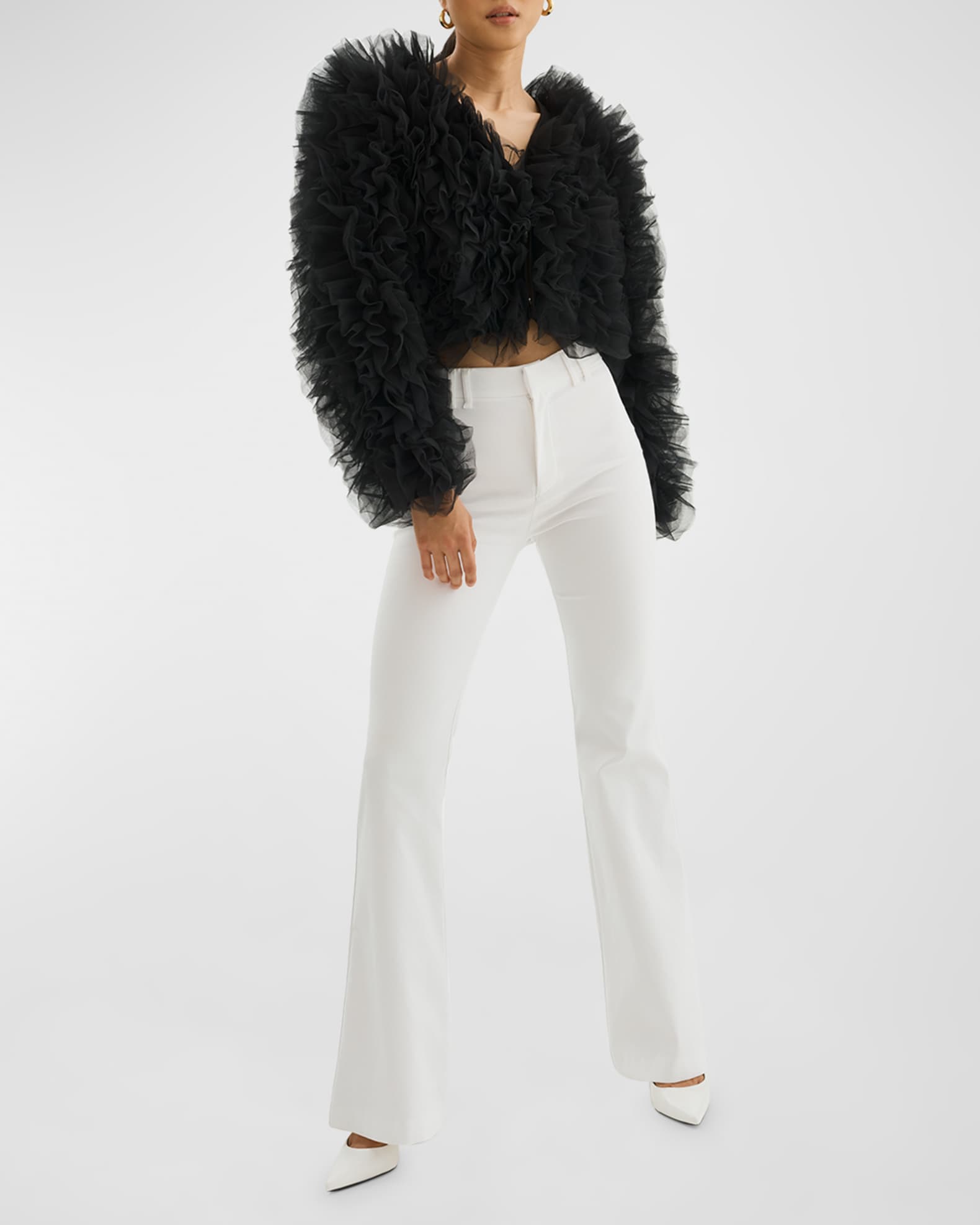 LaMarque Britny Layered Tulle Crop Jacket | Neiman Marcus