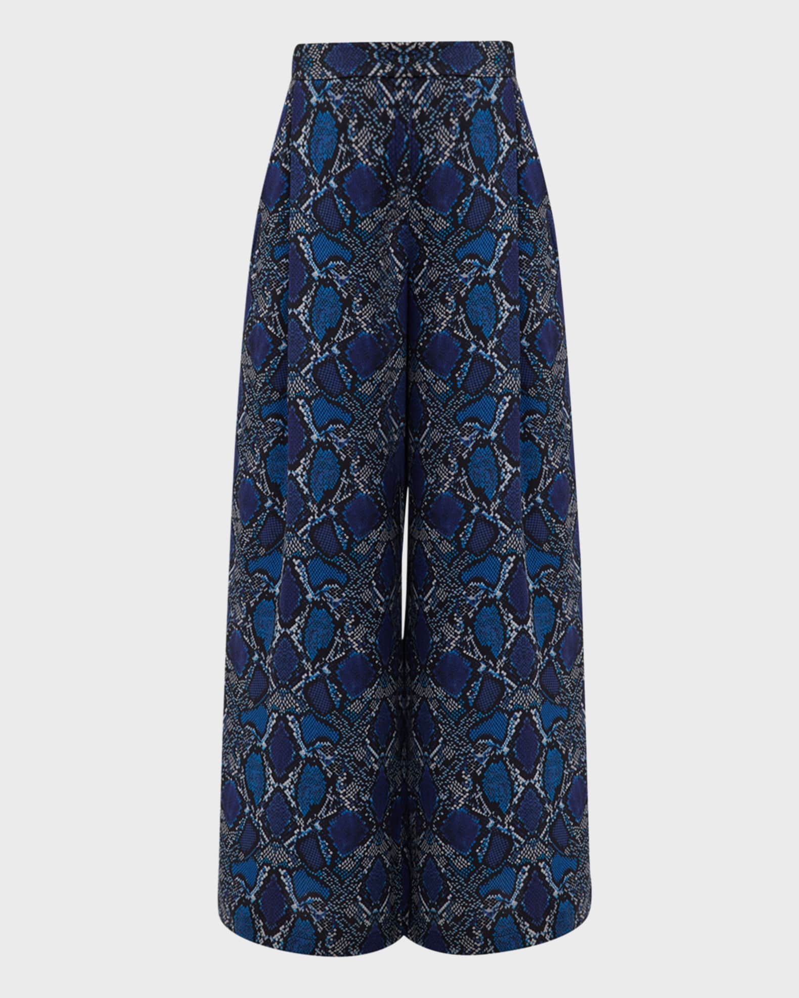 Kobi Halperin Vivian Snakeskin Print High Rise Wide Leg Pants Ocean Multi