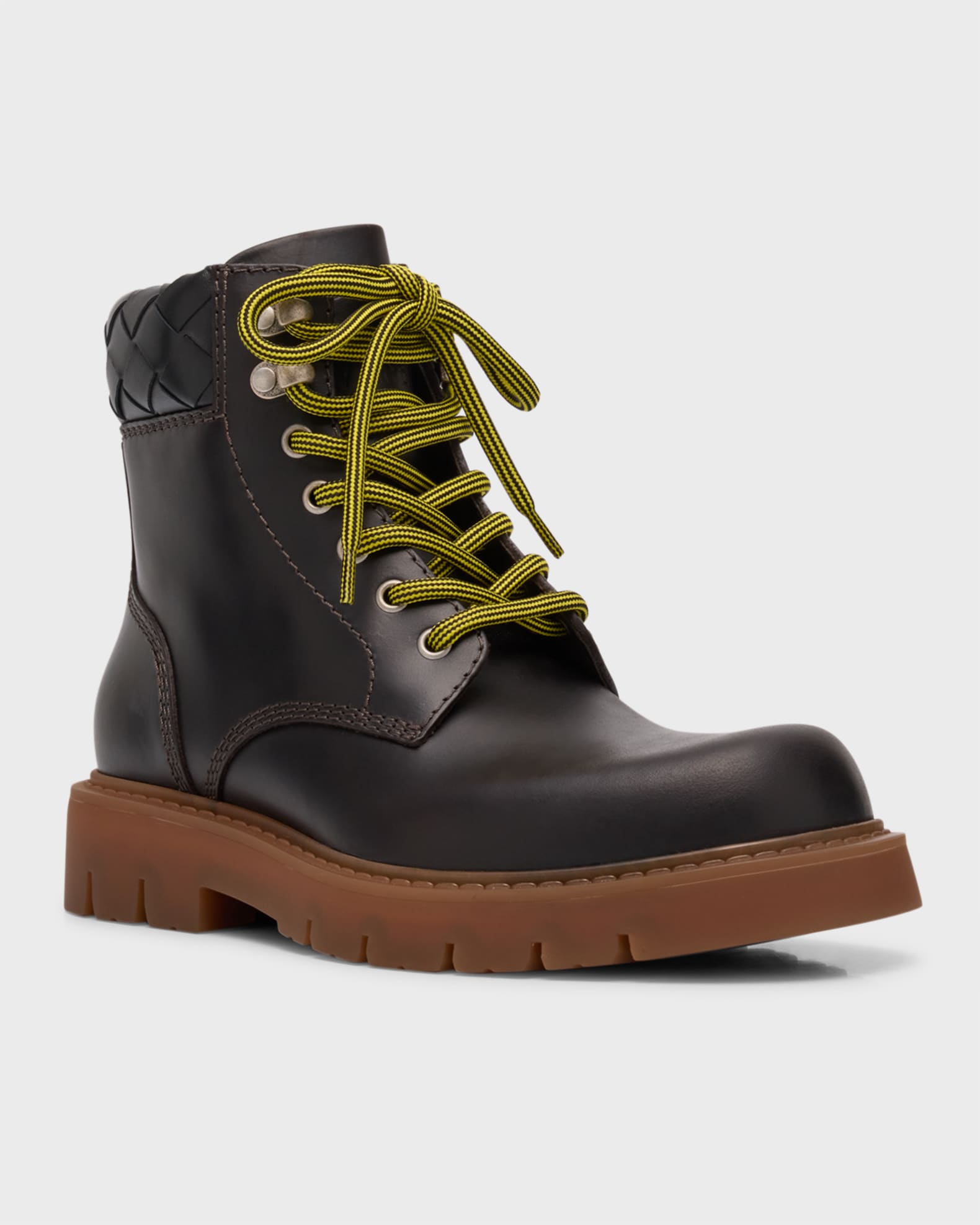 Haddock Calfskin Intrecciato Combat Booties 1
