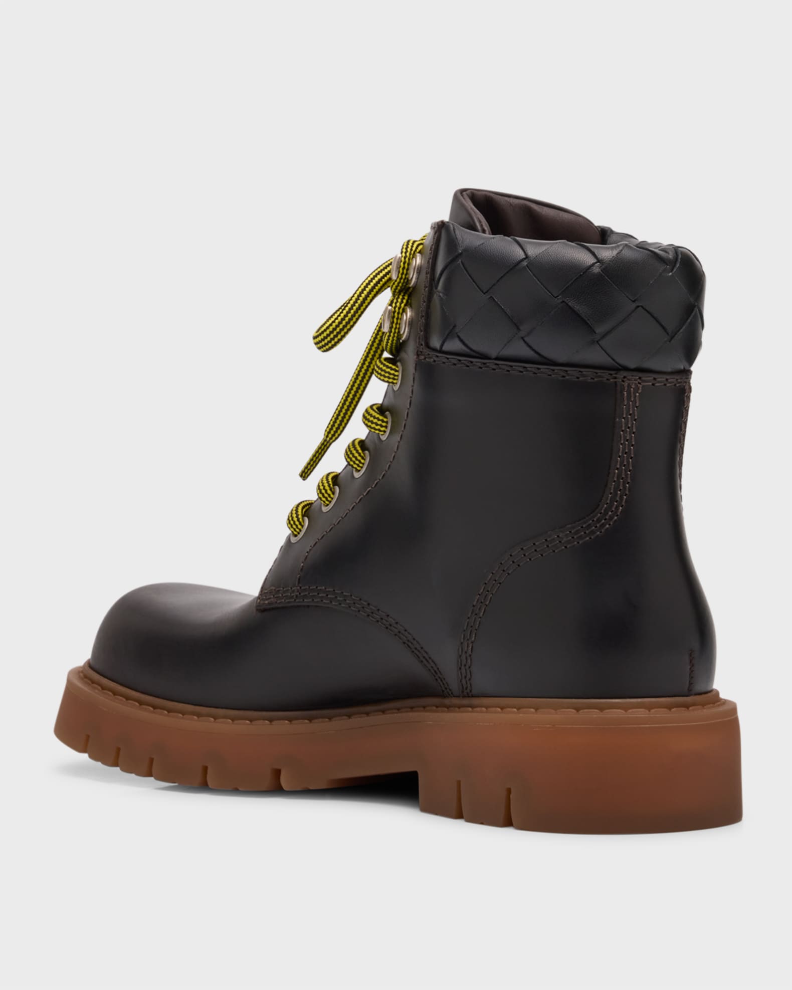 Bottega Veneta Haddock Calfskin Intrecciato Combat Booties