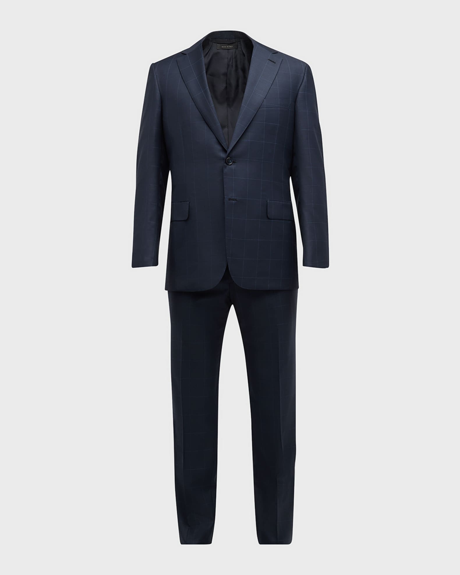 Men's Windowpane Wool-Silk Suit 0