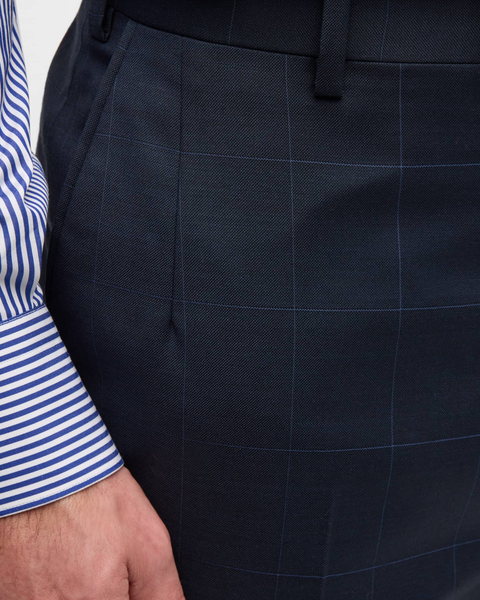 Men's Windowpane Wool-Silk Suit 1