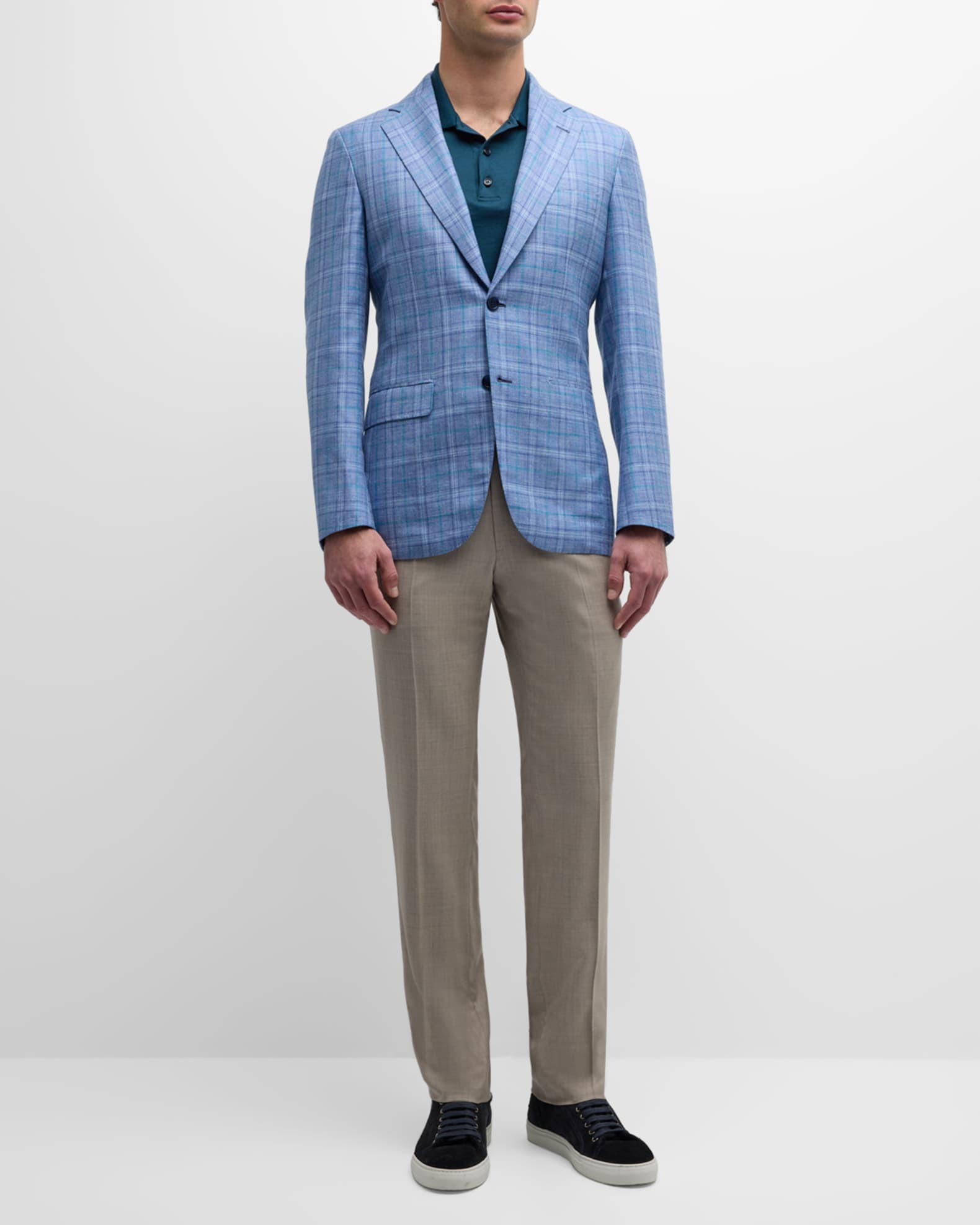 Men's Cashmere-Blend Plaid Sport Coat - Thumbnail 2