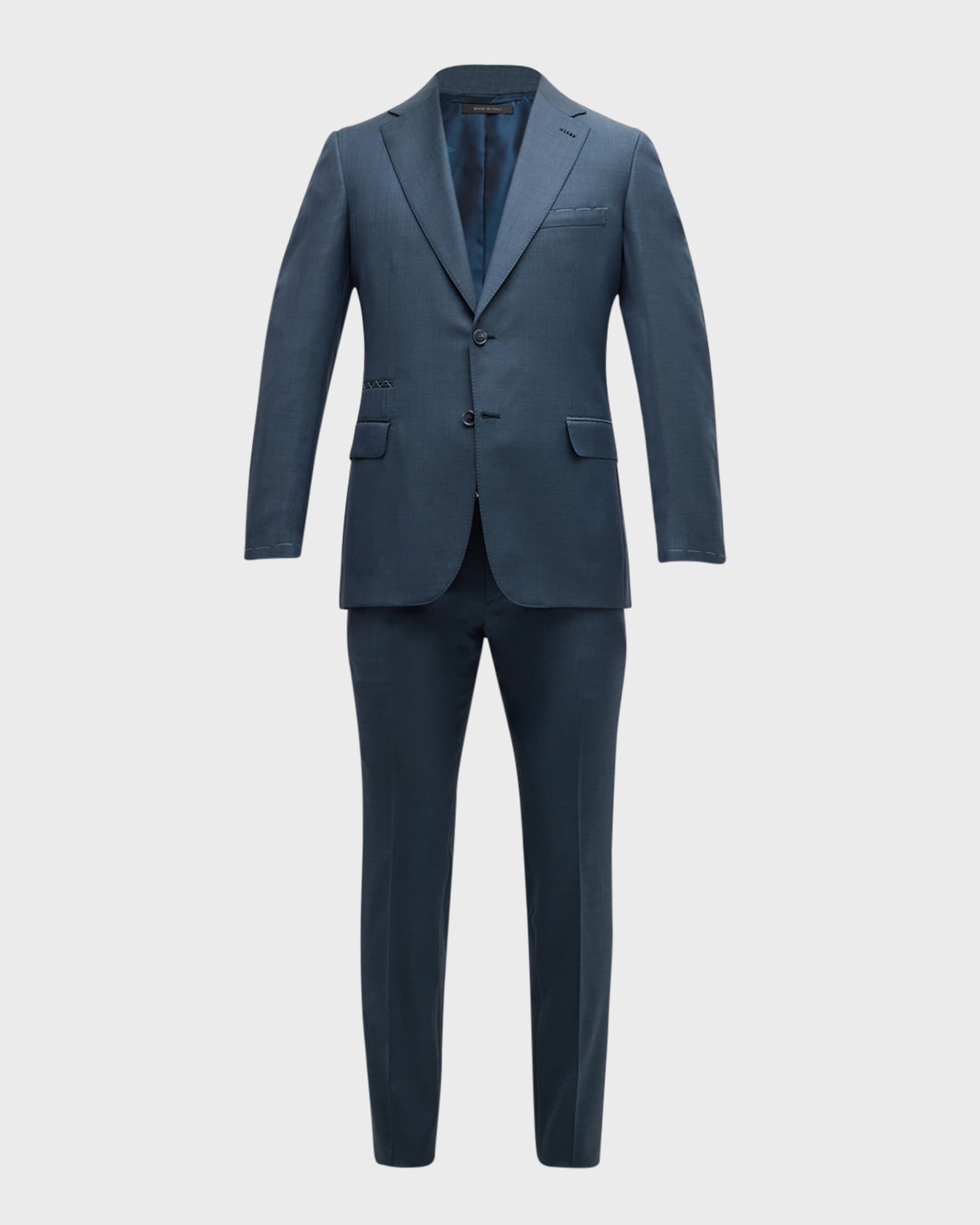 Men's Solid Wool Suit 0