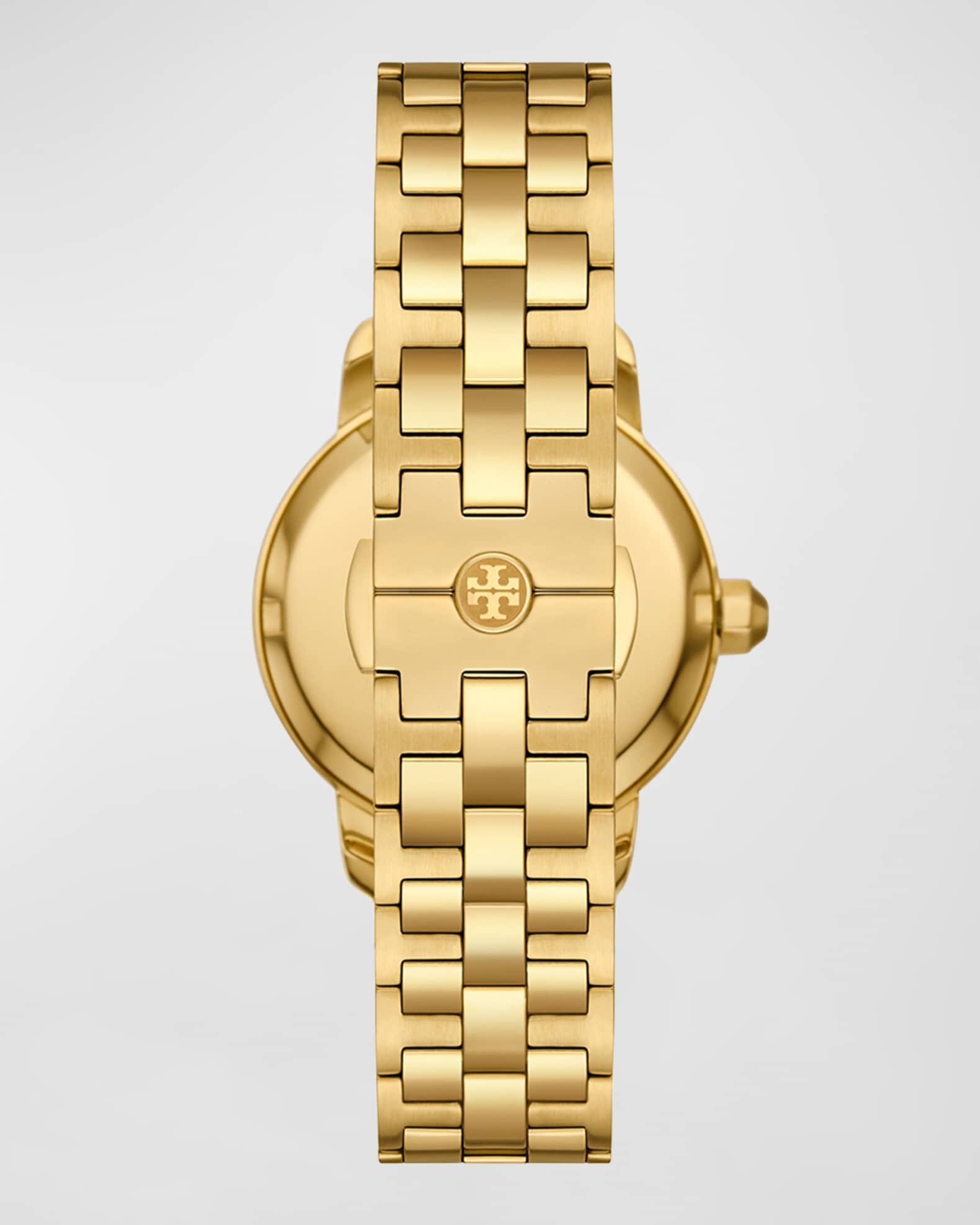Tory Burch The Tory Three Hand Gold Tone Stainless Steel Watch White Neiman Marcus